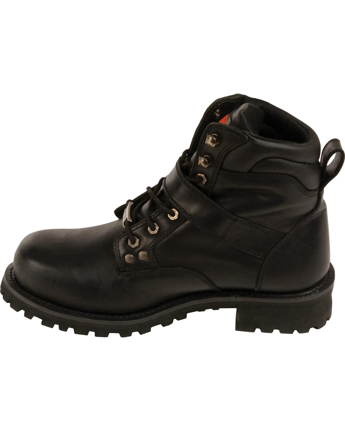 Milwaukee Leather Men's 6-Inch Side Buckle Work Boots - Round Toe Black (Size 8) | Durable Construction for Outdoor Work & Casual Wear