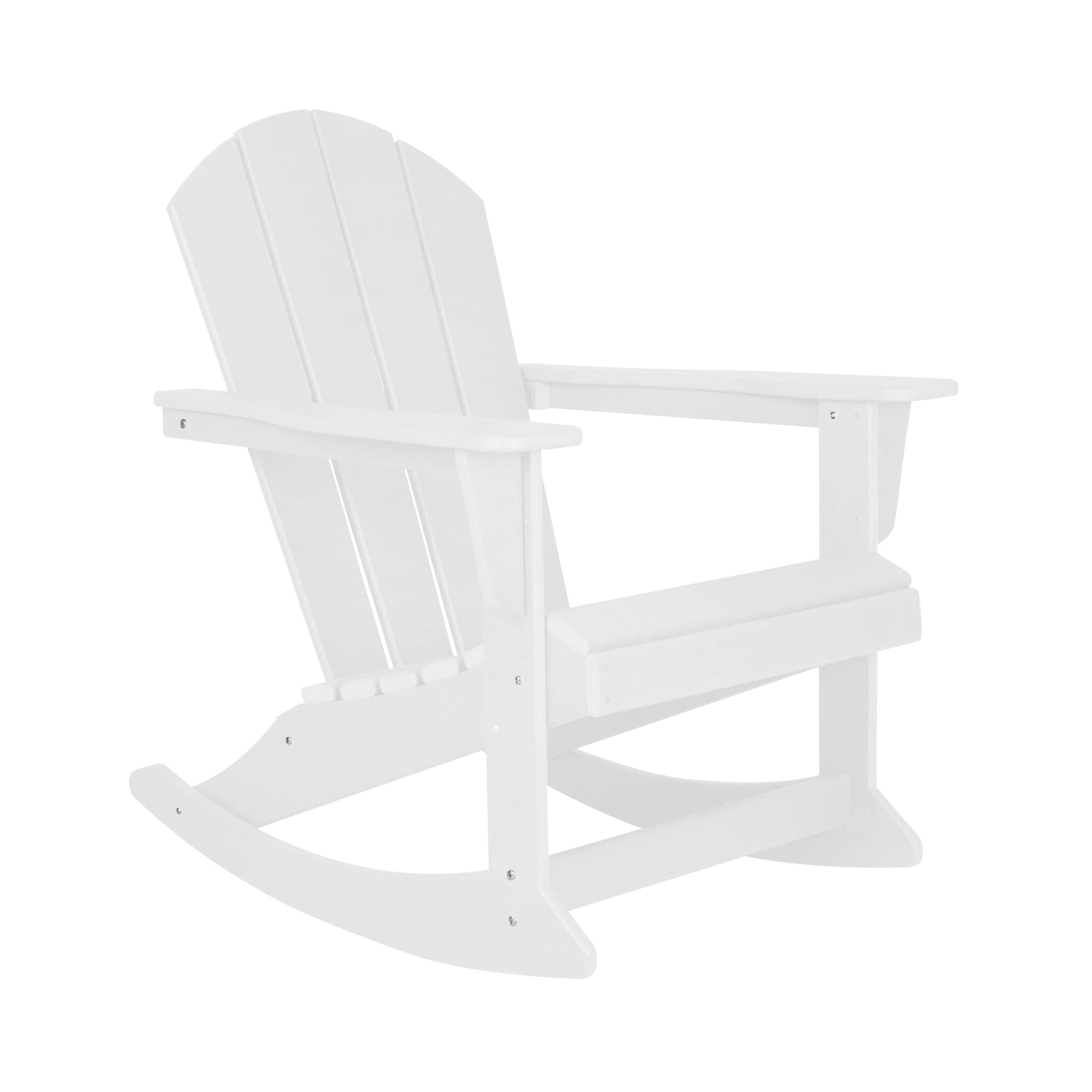 WO Home Furniture 4-Piece Patio Rocking Chair Set - Classic Outdoor HDPE Rocking Chairs with UV & Weather Resistance (White) - Perfect for Garden, Porch, Poolside & Backyard Relaxation