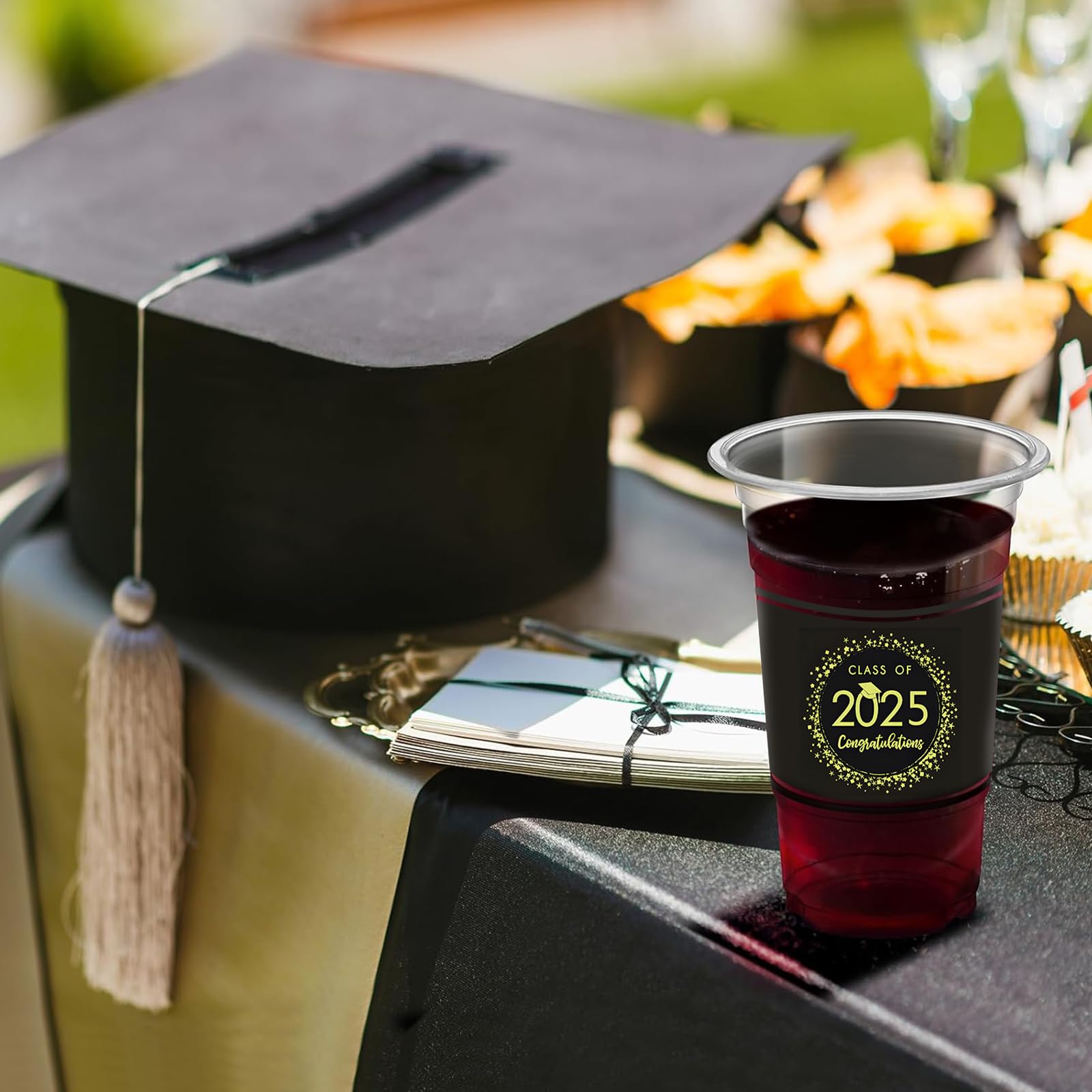 HongyiTime 50 Pack Graduation Party Cups - Disposable Plastic Commencement Drinkware for Graduation Ceremony, Party Favors & School Celebrations - Perfect for Graduation Decorations, Senior Sendoffs & College Graduation Parties