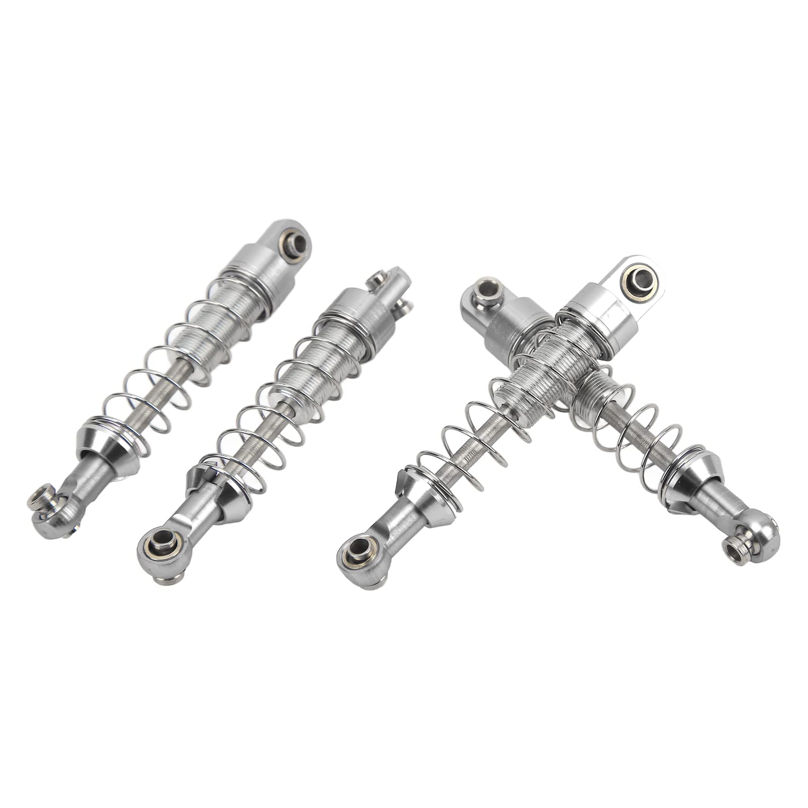 2 Pairs 60mm RC Metal Shock Absorbers for WPL C14 C24 MN D90 99S Models - Silver Alloy Upgrade Parts for Off-Road RC Cars | Perfect for Crawling, Racing & Trail Adventures