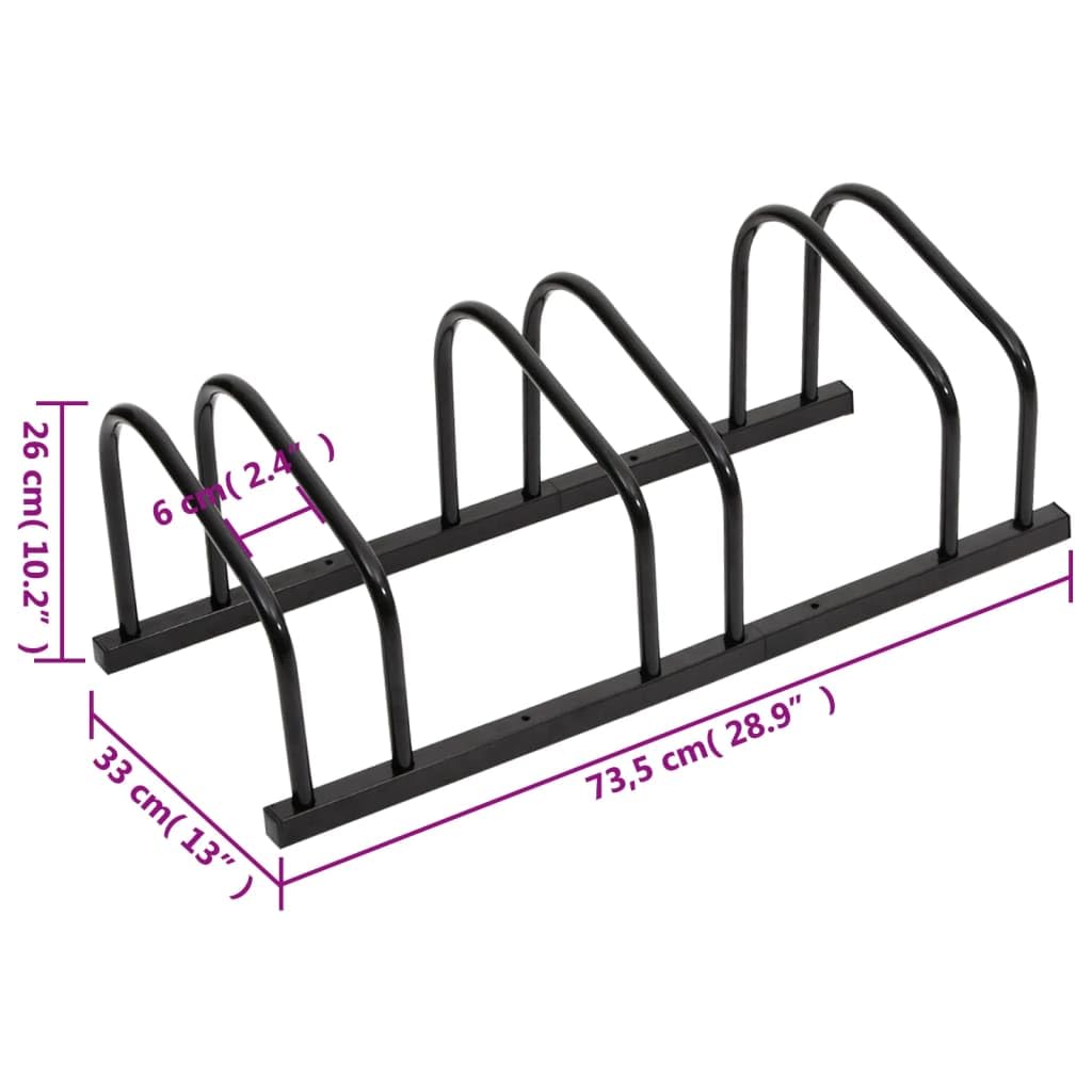 YAFF Heavy Duty Bike Storage Rack for 3 Bikes - Adjustable Indoor/Outdoor Bicycle Parking Stand - Galvanized Steel Black Floor Mount - Perfect for Garage, Patio & Apartment Storage
