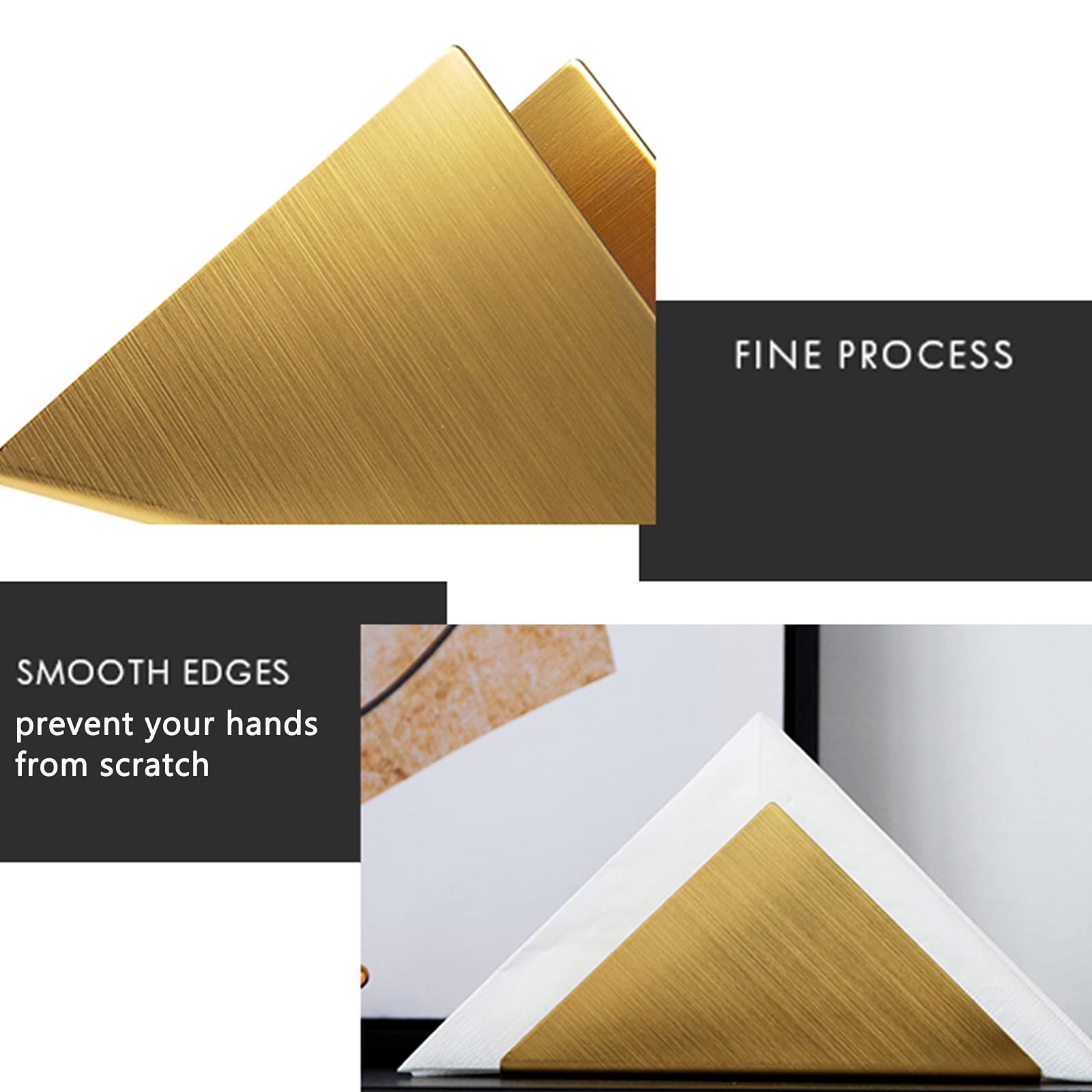 Premium Gold Napkin Holder - Freestanding Steel Tissue Dispenser for Dining Table, Kitchen Countertop & Guest Towels | Elegant Triangle Design | Perfect for Restaurants, Weddings & Home Decor