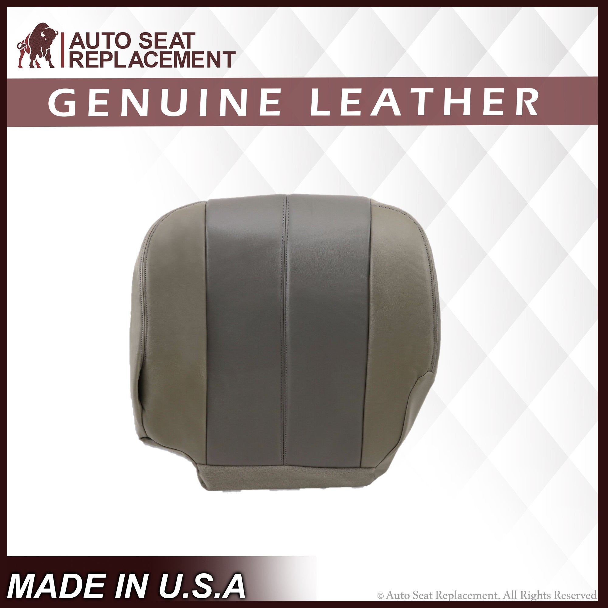 2001-2002 GMC Yukon Denali XL SLT SLE Genuine Leather Replacement Seat Covers - 2-Tone Gray | Custom Fit for Truck & SUV | Upgrade Interior Comfort for Road Trips & Daily Commute