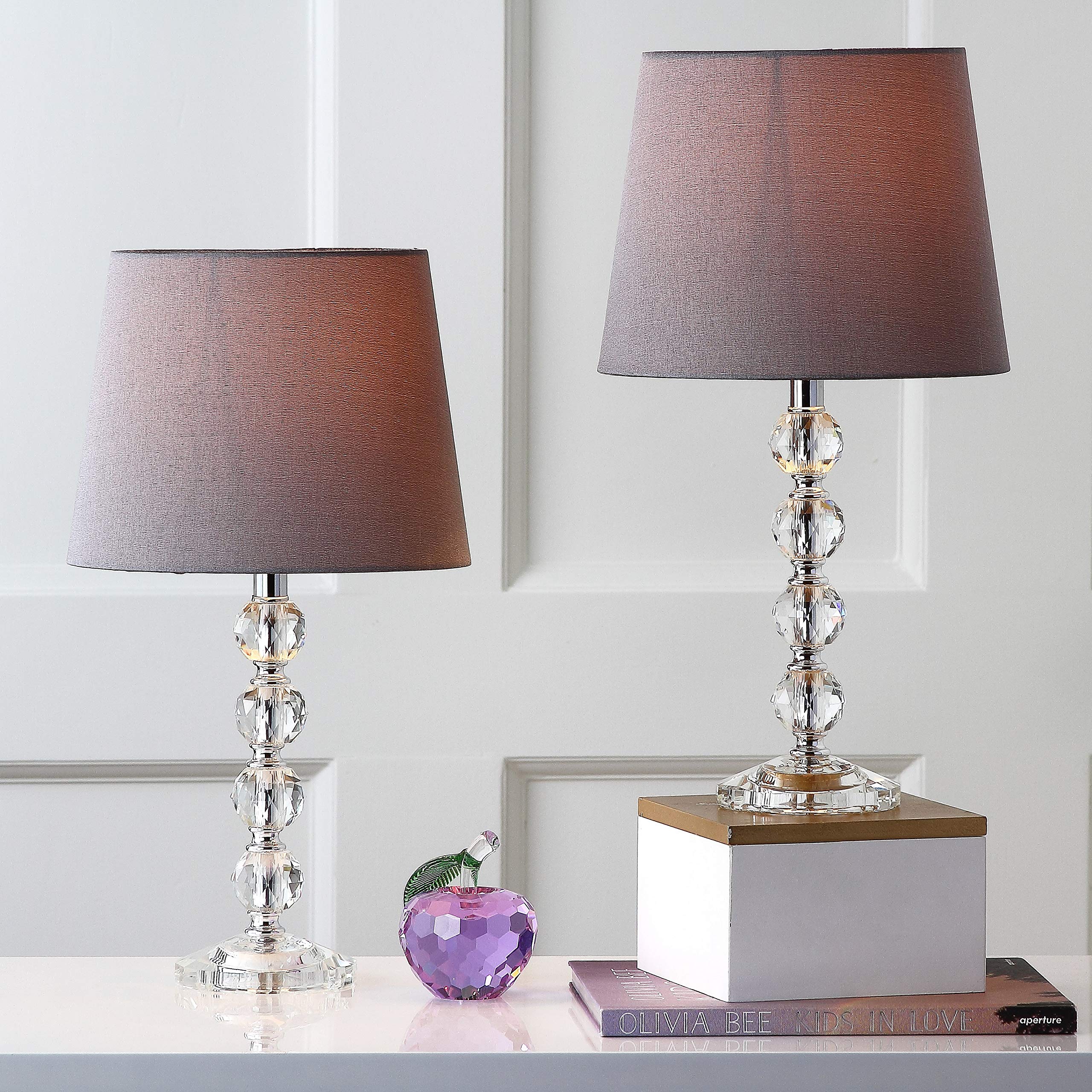 SAFAVIEH Nola Modern Glam Stacked Crystal Ball Table Lamp Set of 2 with LED Bulbs - 16