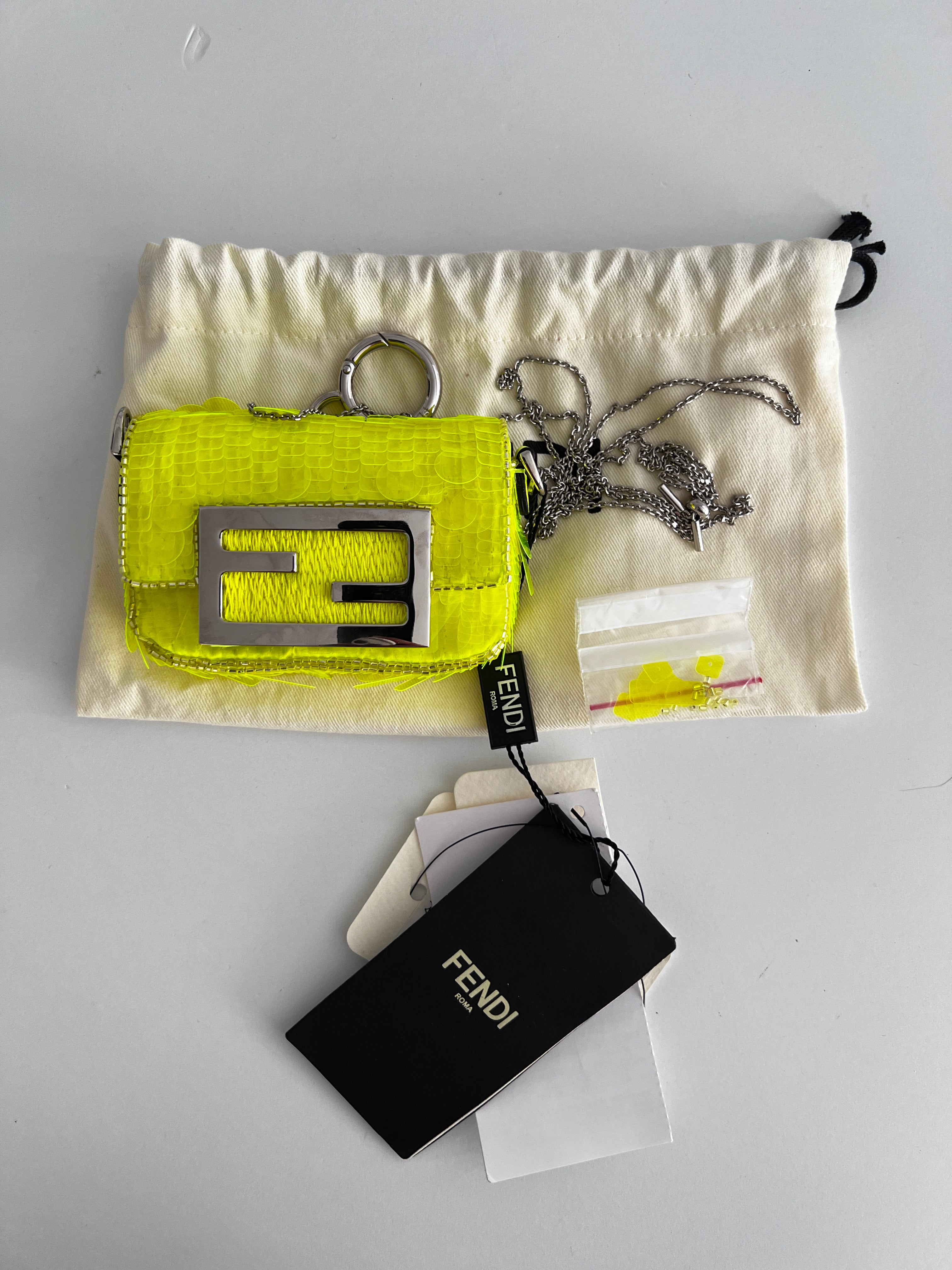 Authentic Pre-Owned Fendi Neon Sequin Nano Bag - Vintage Luxury Handbag for Women | Perfect for Parties, Weddings & Special Occasions