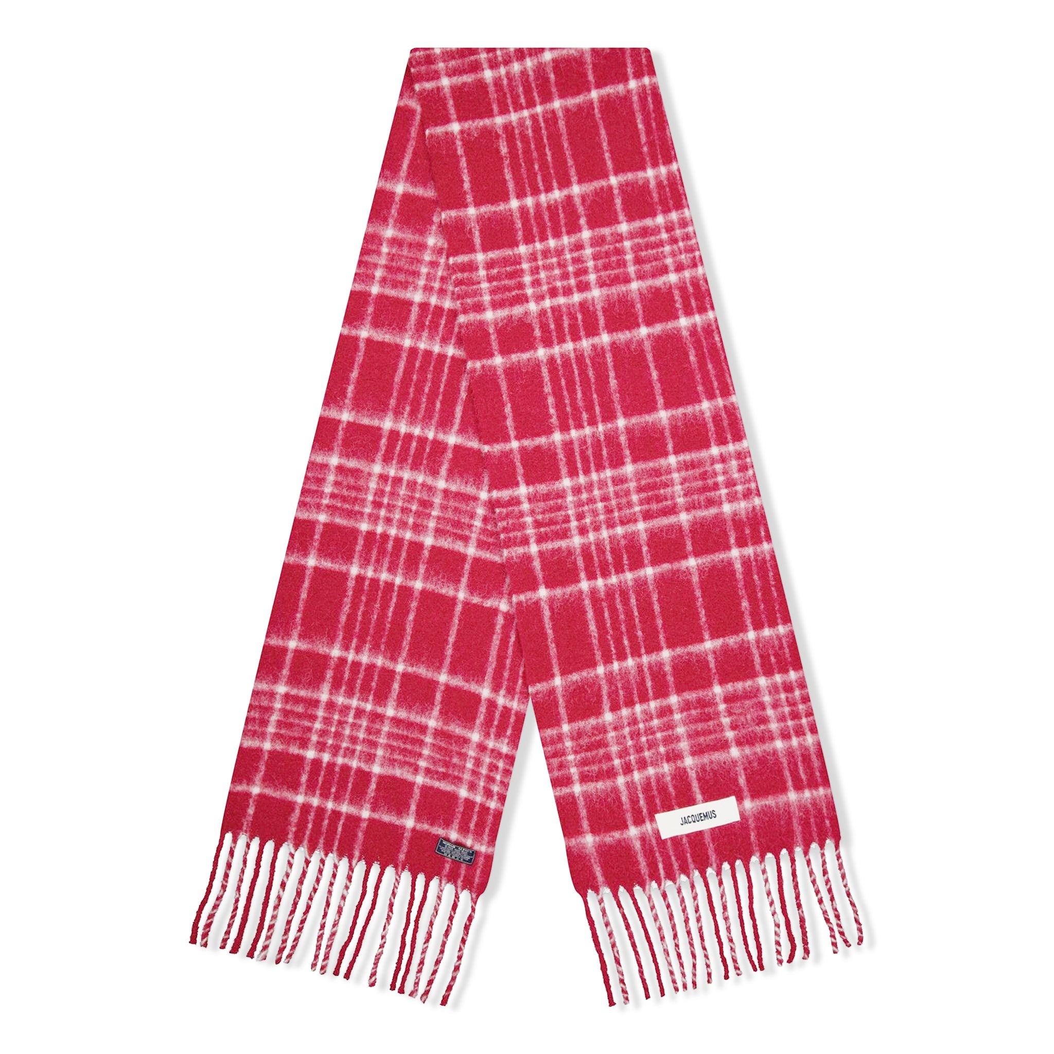 Jacquemus L'echarpe Carro Checked Red Scarf - Stylish Plaid Wool Scarf for Women & Men - Perfect for Winter Fashion, Outdoor Activities & Gift Giving