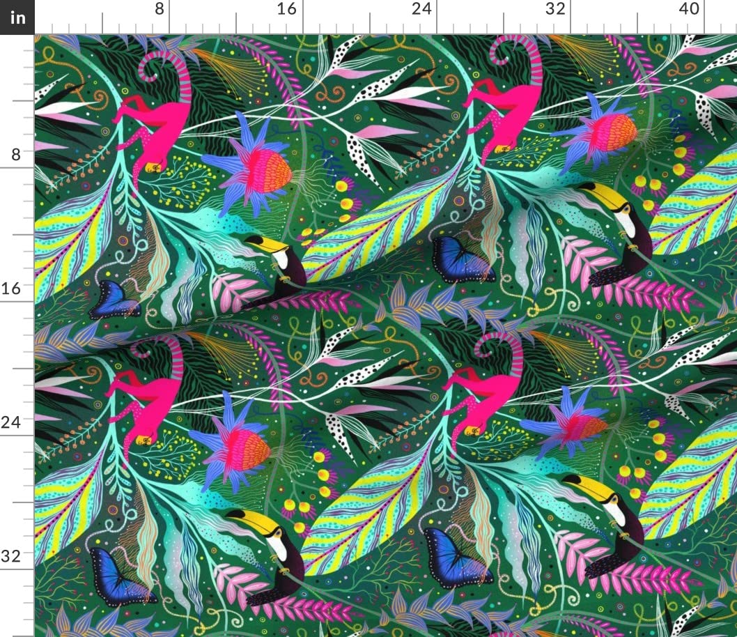 Tropical Maximalist Bright Jungle Summer Island Toucan Monkey Printed Petal Signature Cotton Fabric Fat Quarter - Sewing, Quilting, Apparel, Crafts & Home Decor - Perfect for Summer Dresses, DIY Projects & Boho Home Decor