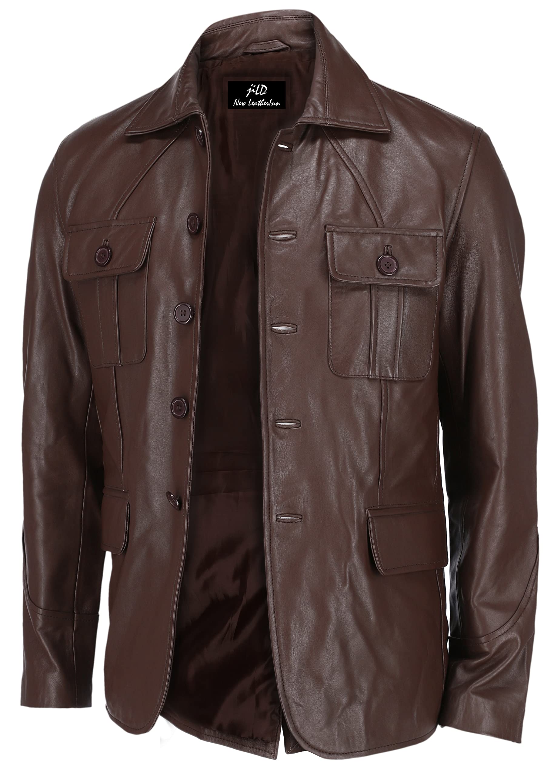 Premium Lambskin Leather Jacket for Men - Classic Notched Collar Bond Style Casual Blazer | Formal & Smart Casual Wear | Office, Date Night, Special Occasions