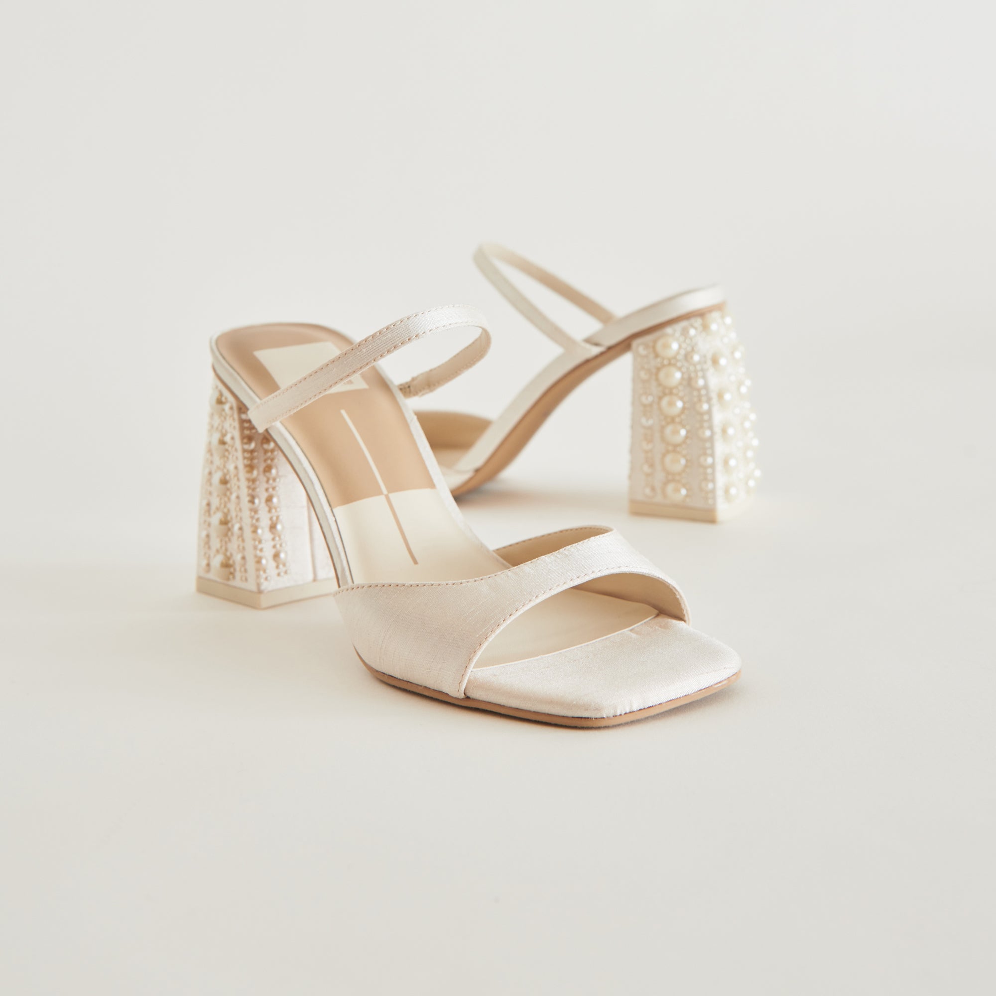 JEMMY PEARL HEELS - Women's Vanilla Silk High Heels for Parties, Weddings & Special Occasions | Elegant Evening Shoes with Pearl Accents