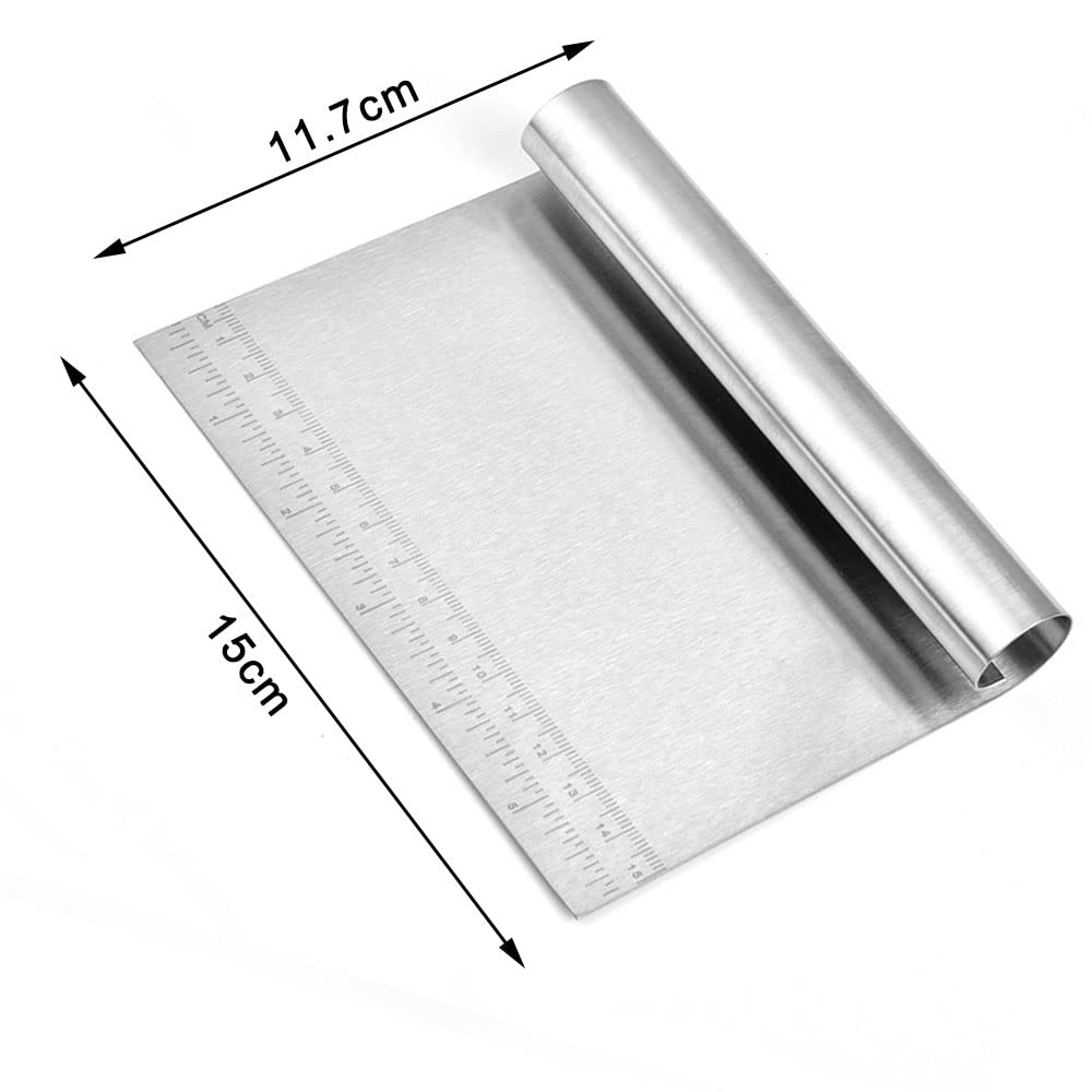 Premium Stainless Steel Dough Scraper - Multi-Purpose Pastry Cutter for Bread, Pizza, Cake Making - Heavy Duty Kitchen Tool for Baking, Cooking & Food Prep - Ideal for Home Bakers & Professional Chefs