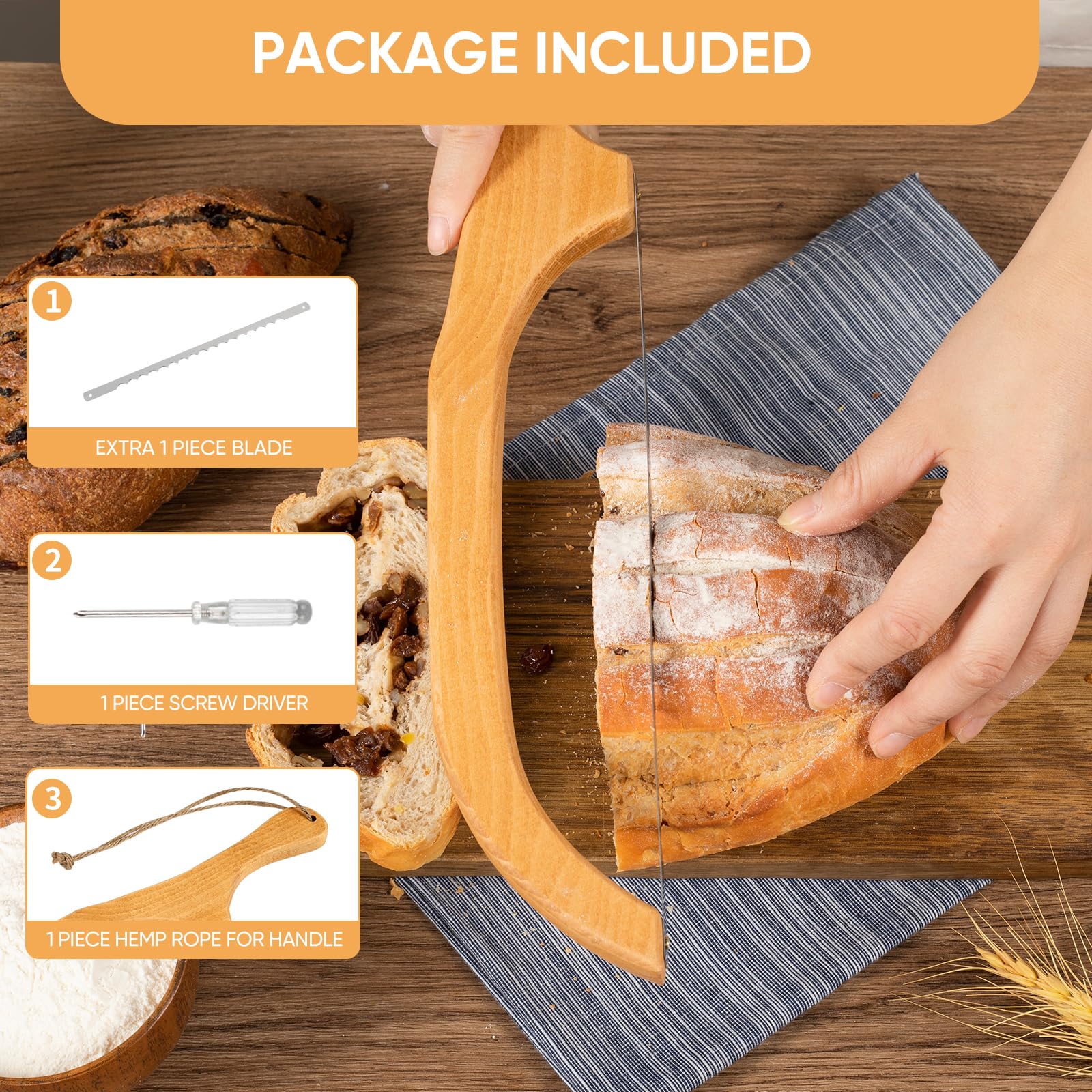 Premium Stainless Steel Bread Knife with Solid Wood Handle - Perfect for Sourdough, Homemade Bread & Artisan Loaves | Ideal Gift for Bakers & Kitchen Enthusiasts | Great for Slicing, Serving & Bread Making