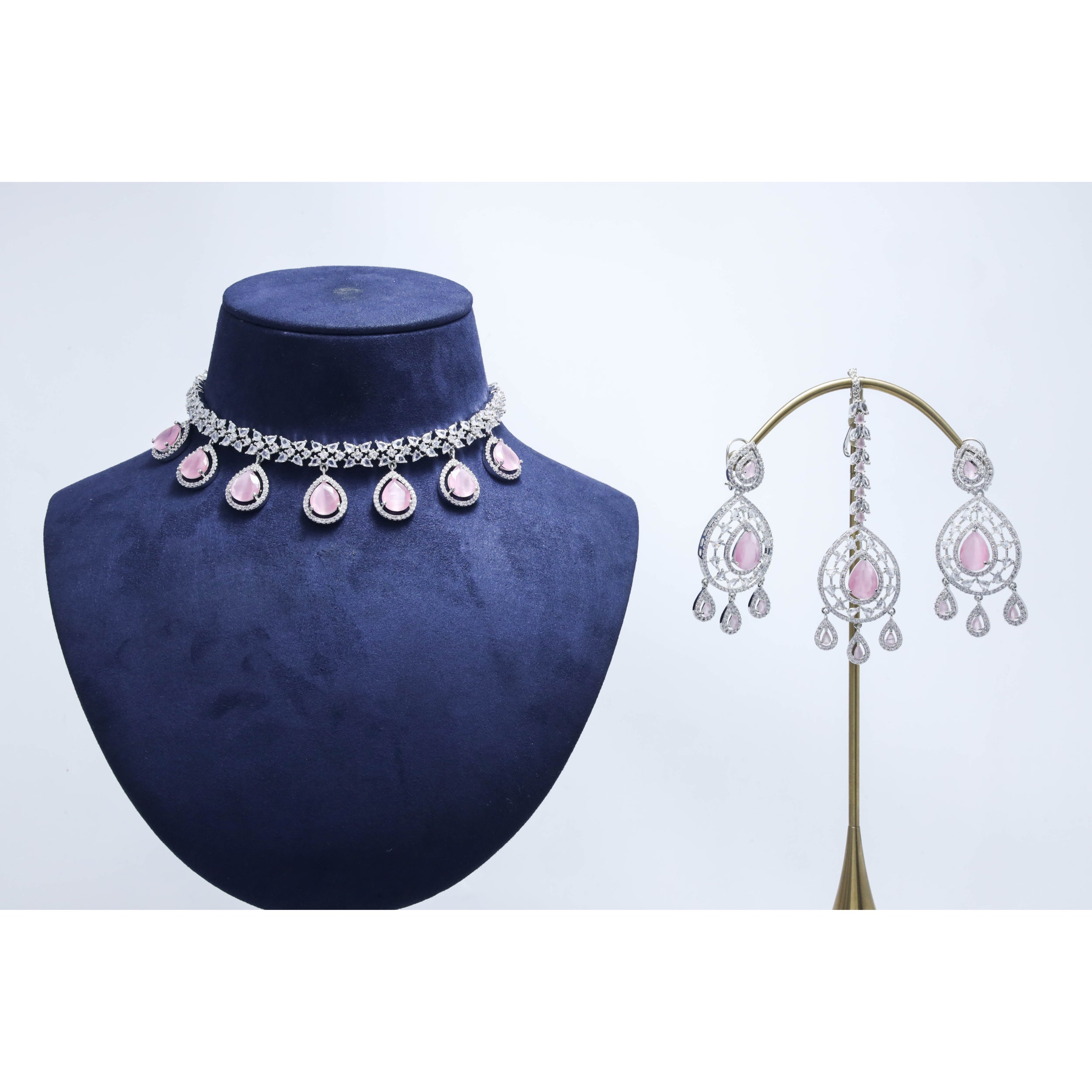 ZARA Cubic Zirconia Jewelry Set - Elegant Necklace, Earrings & Bracelet for Women | Perfect for Weddings, Parties & Special Occasions