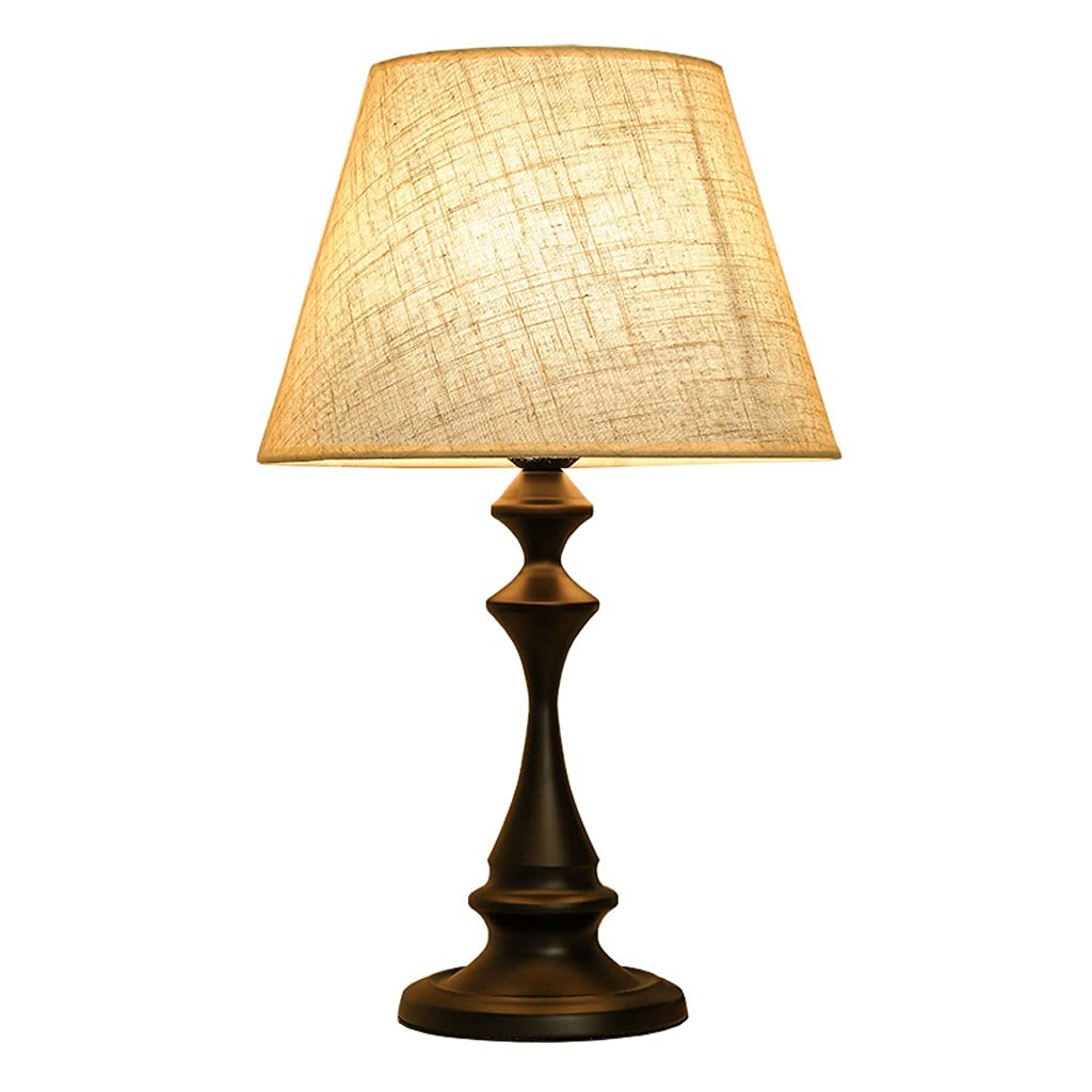 Modern Table Lamp with Fabric Shade - Simple & Stylish Reading Desk Lamp, Bedside Night Light for Bedroom, Living Room, Office - Black Large Size (Perfect for Night Reading, Home Decor & Ambient Lighting)