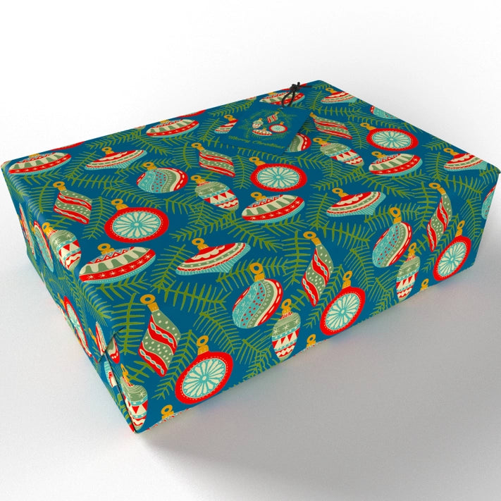 Christmas Baubles Teal Wrapping Paper - Premium Holiday Gift Wrap for Presents, Tree Decorations & Festive Party Supplies