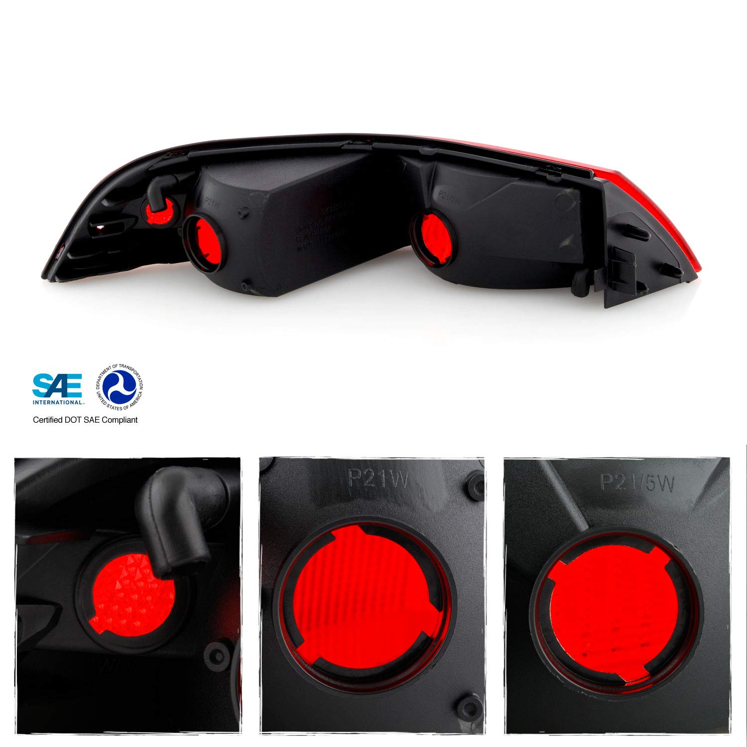AKKON Chrome Red Clear Tail Lights Brake Lamp Pair - Compatible with 1995-1998 Porsche 911 (Left + Right Replacement) - Enhance Night Visibility & Style for Classic Car Restoration