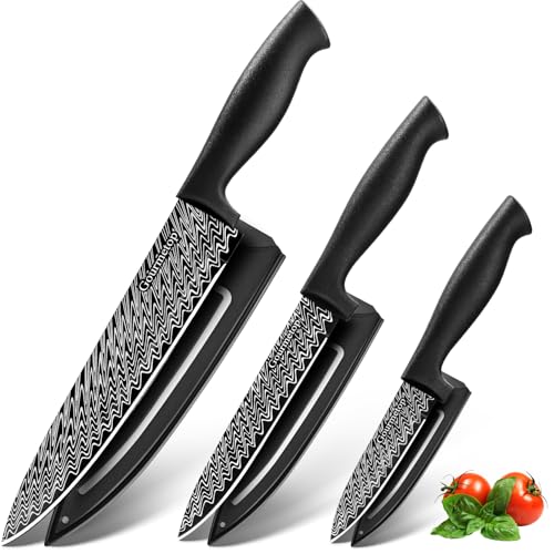 Black Knife Set with Cover 3pcs