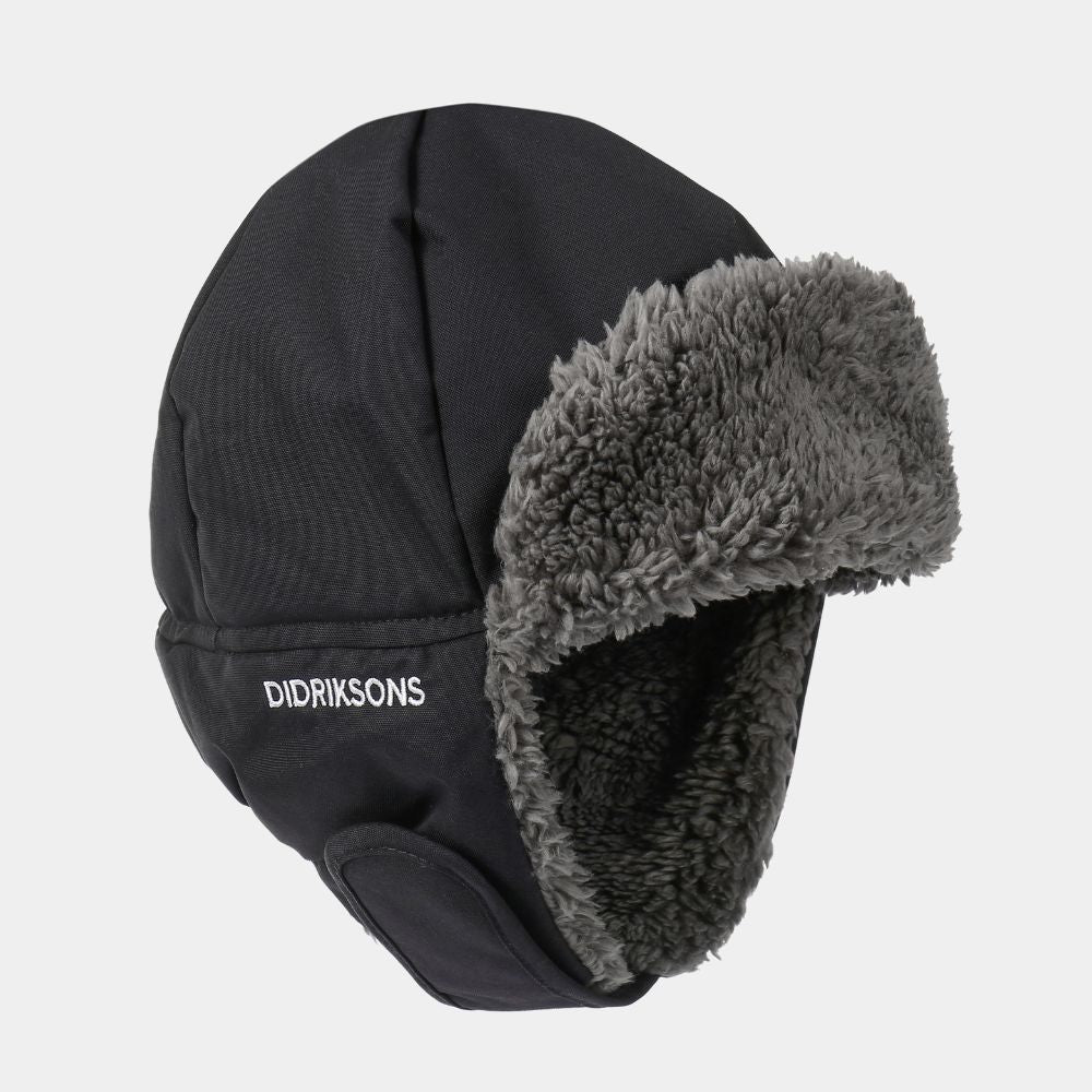 Didriksons Biggles Winter Hat for Men & Women - Waterproof & Windproof Beanie for Cold Weather - Black - Perfect for Skiing, Snowboarding & Outdoor Activities