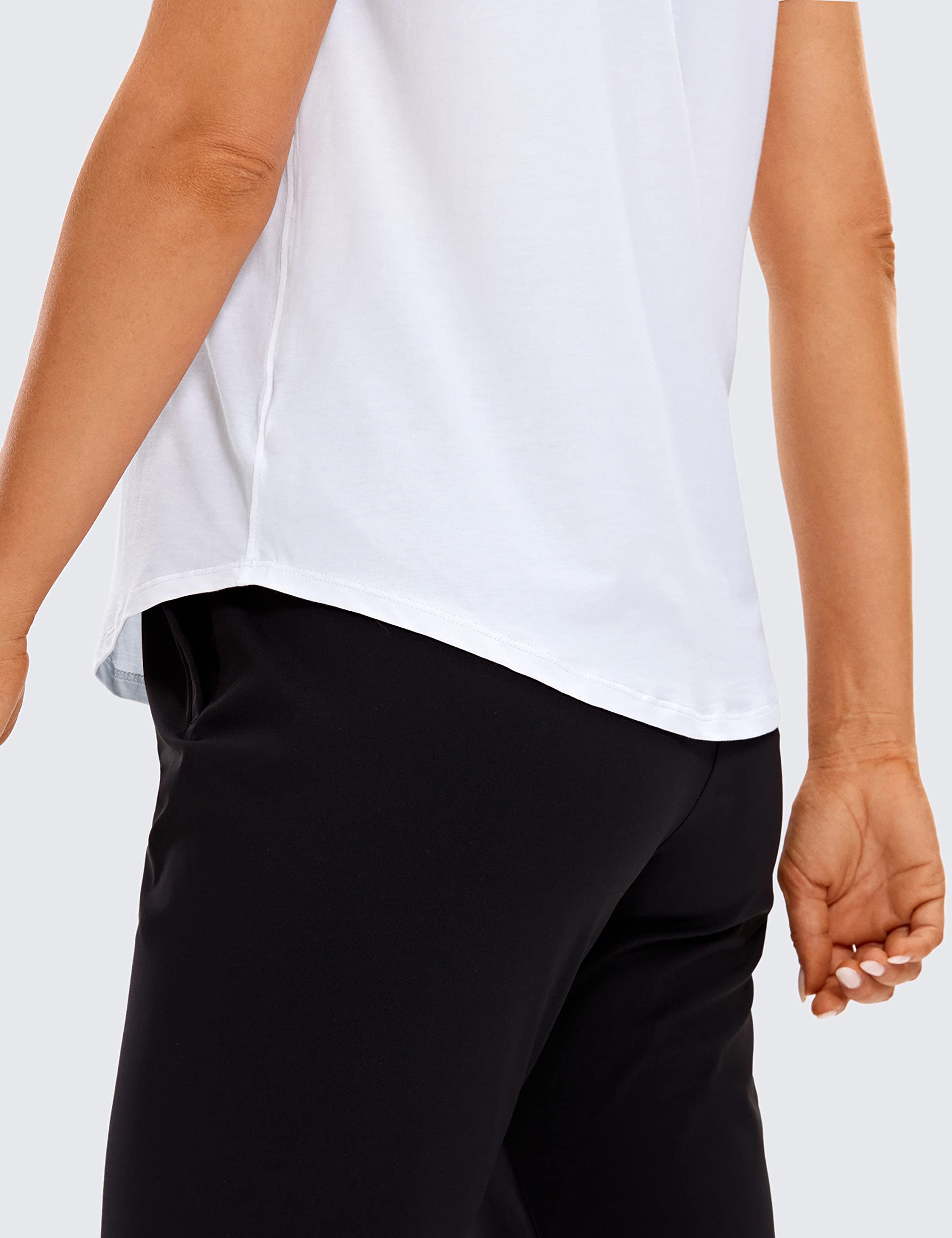 CRZ YOGA Women's Pima Cotton V-Neck T-Shirt - Soft Breathable Short Sleeve Workout Top for Yoga, Gym & Casual Wear | Comfortable Everyday Tee for Fitness, Running and Lounge