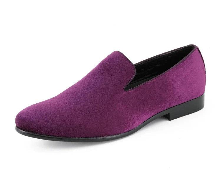 Purple Suede Smoking Slipper Shoes for Men - Comfortable Indoor/Outdoor Loafers - Perfect for Lounge, Home, and Casual Wear