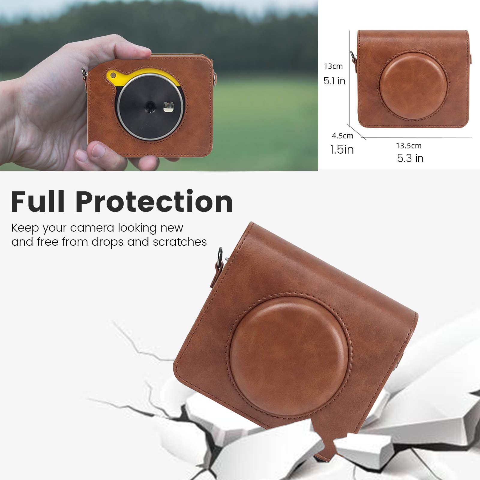 Kodak Mini Shot 3 Retro Instant Camera & Photo Printer Protective Case - PU Leather Cover with Adjustable Strap for Travel, Parties & Everyday Use