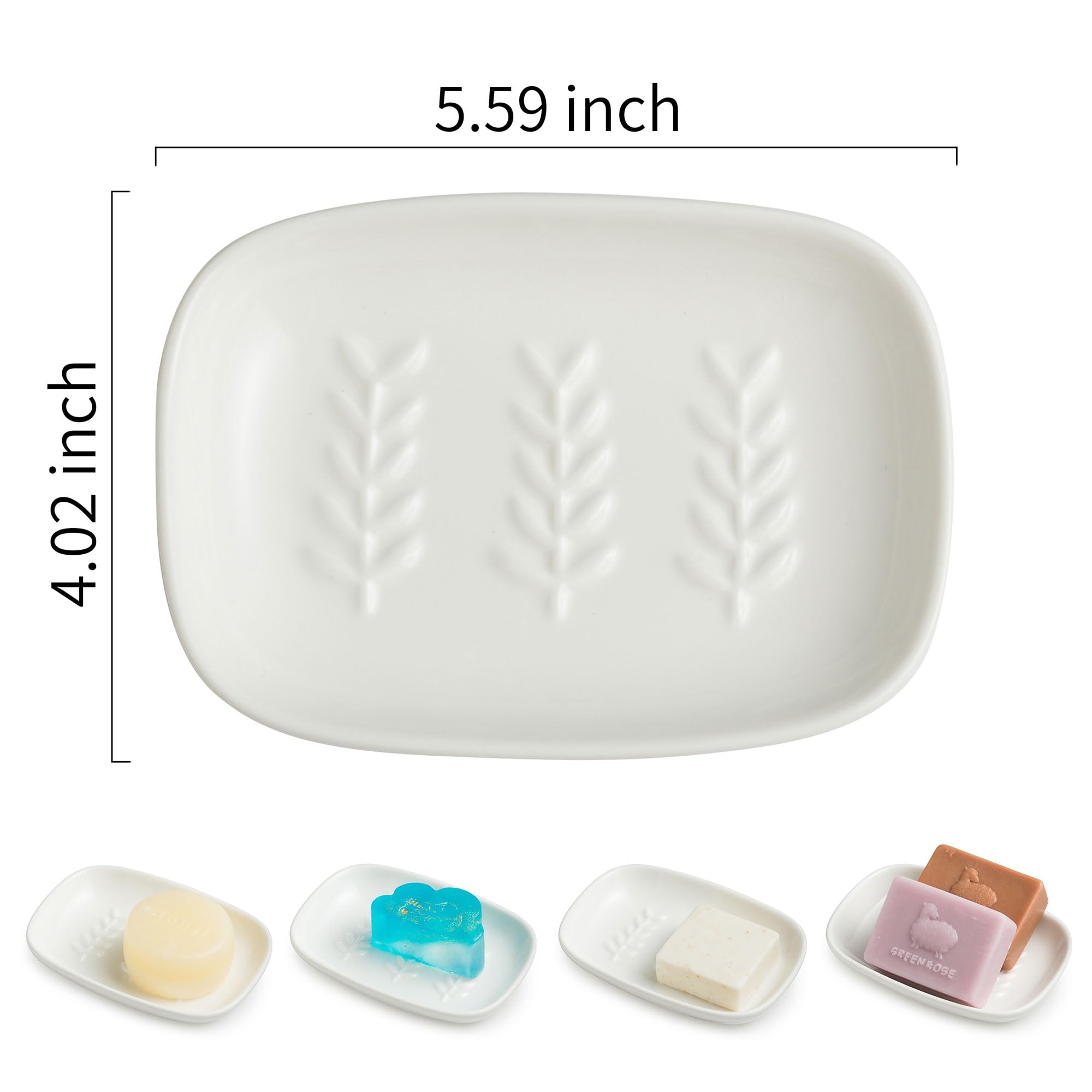 Ceramic Soap Dish Holder for Shower & Bathroom - White Soap Saver Tray with Drainage for Bar Soap & Sponge - Easy Clean Kitchen & Sink Organizer - Perfect for Bath, Spa & Daily Hygiene Routine