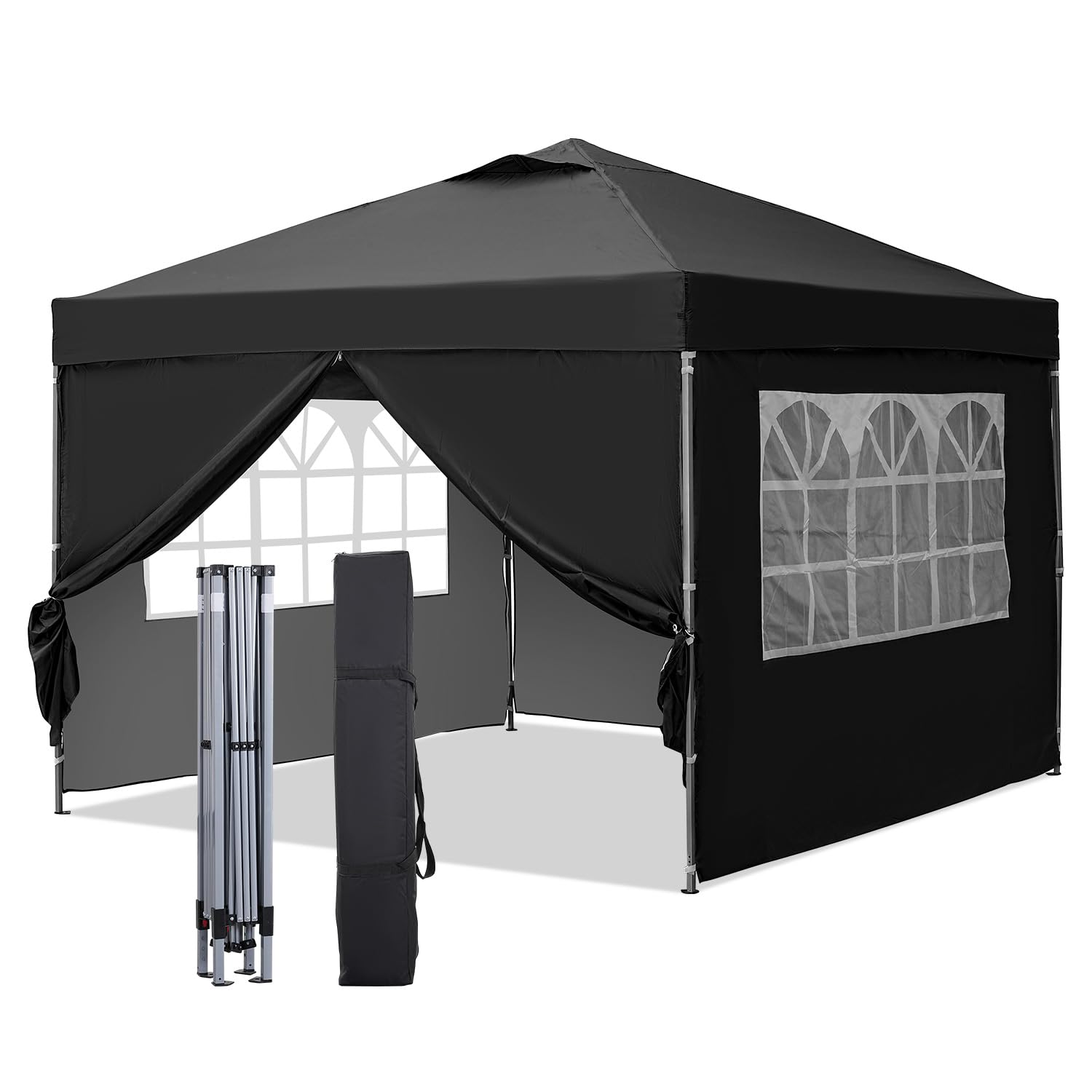 GDY 10x10ft Pop-up Paint Tent with Sidewalls - Portable Instant Shelter Canopy for Outdoor Painting, Camping & Events - Black