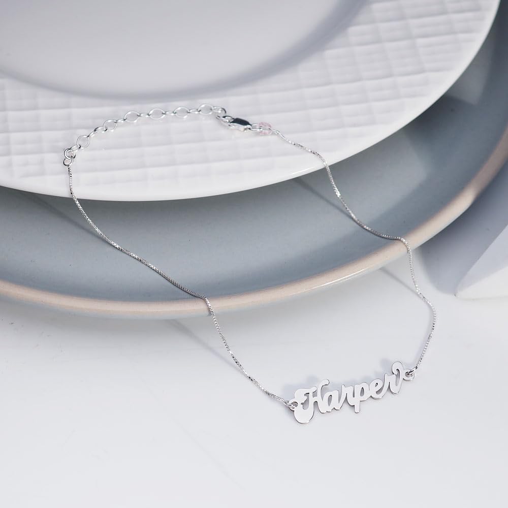 Personalized Name Anklet - Custom Silver & Gold Ankle Bracelet with Any Name | PicturesOnGold Exclusive | Perfect for Gifts, Weddings & Beach Fashion