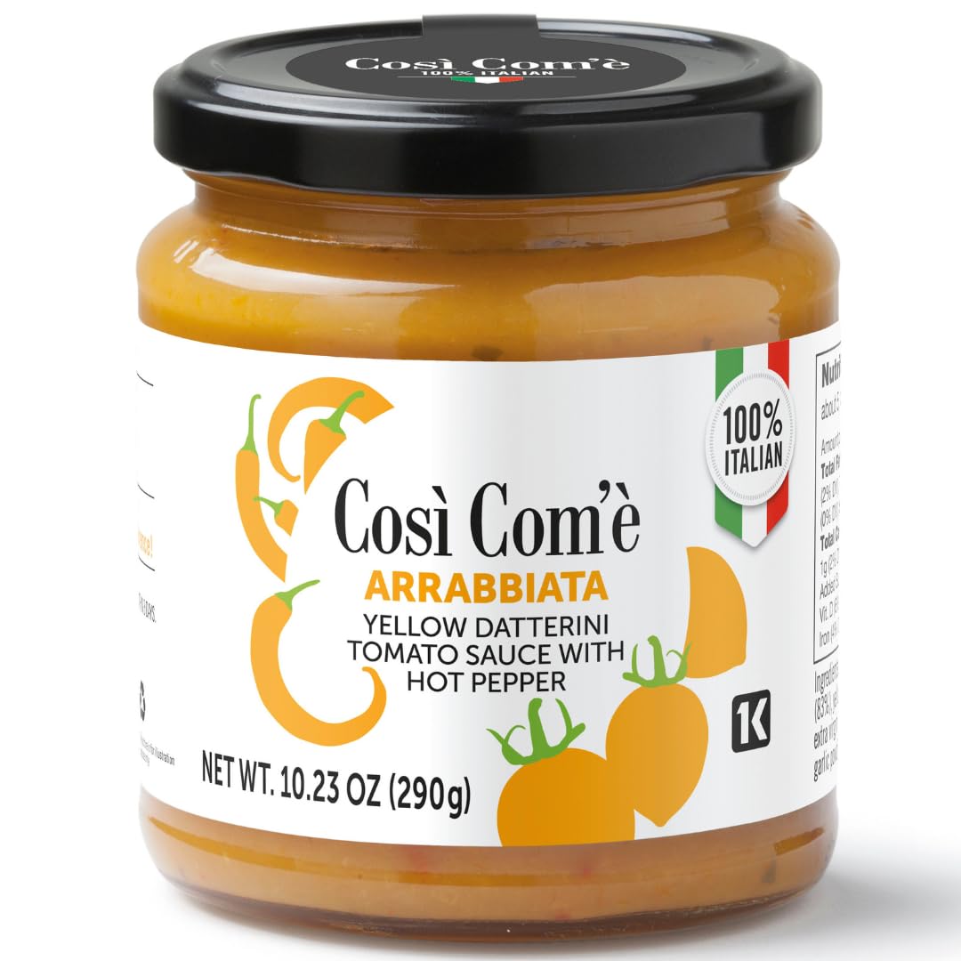 Authentic Italian Arrabiata Pasta Sauce with Yellow Datterino Tomatoes & Chili Pepper - Spicy Tomato Sauce for Pasta, Pizza & Italian Cooking - Perfect for Weeknight Dinners & Entertaining