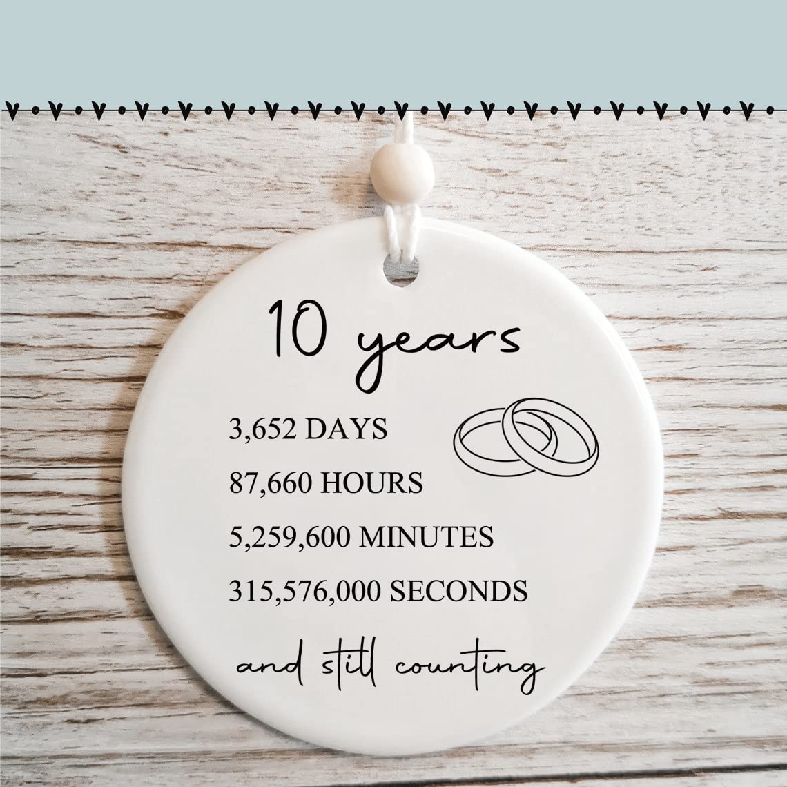 10 Year Anniversary Gifts for Couples - Romantic Tin & Aluminum Wedding Gifts for Him or Her - Perfect 10th Anniversary Present for Wife, Husband - Ideal for Milestone Celebrations & Renewing Vows