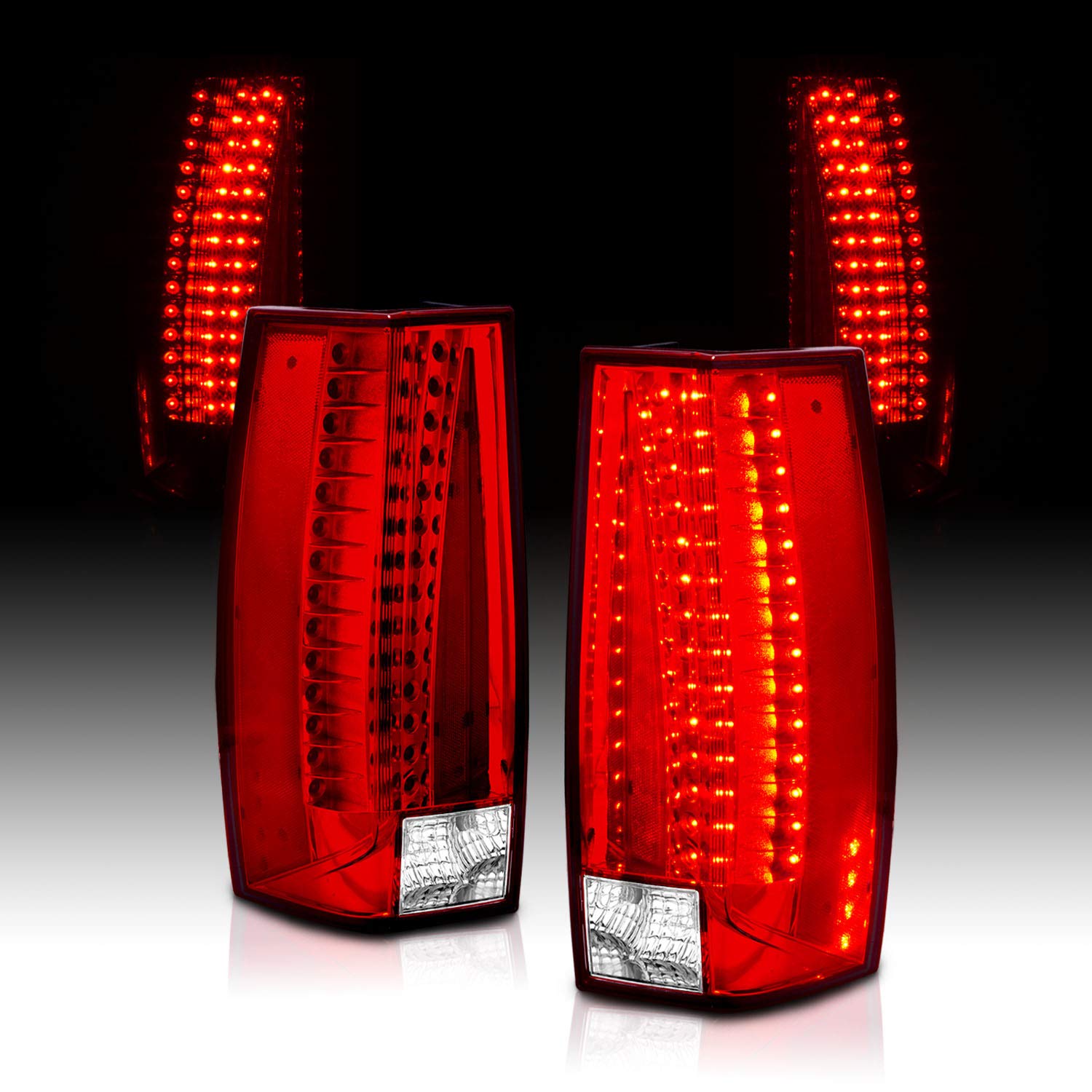 AmeriLite Red/Clear LED Tail Lights G5 for Chevy Tahoe Suburban Yukon - Pair (Left & Right) - Durable, Bright & Easy Installation - Perfect for Night Driving & Off-Road Adventures