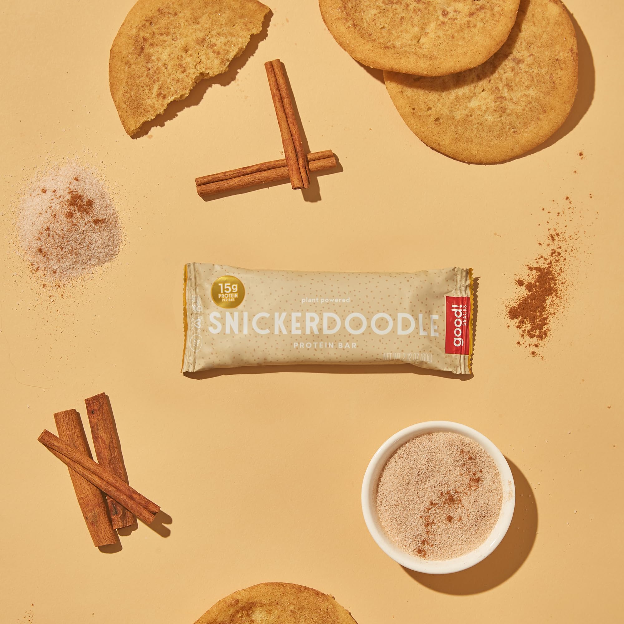 Delicious Vegan Protein Bars - Snickerdoodle Flavor | Gluten-Free, Plant-Based, Low Sugar, High Protein (15g) | Meal Replacement & Healthy Snack for Energy | Kosher, Soy-Free, Non-Dairy, Non-GMO | Perfect for Workouts, Hiking & On-the-Go Nutrition (12 Bars)