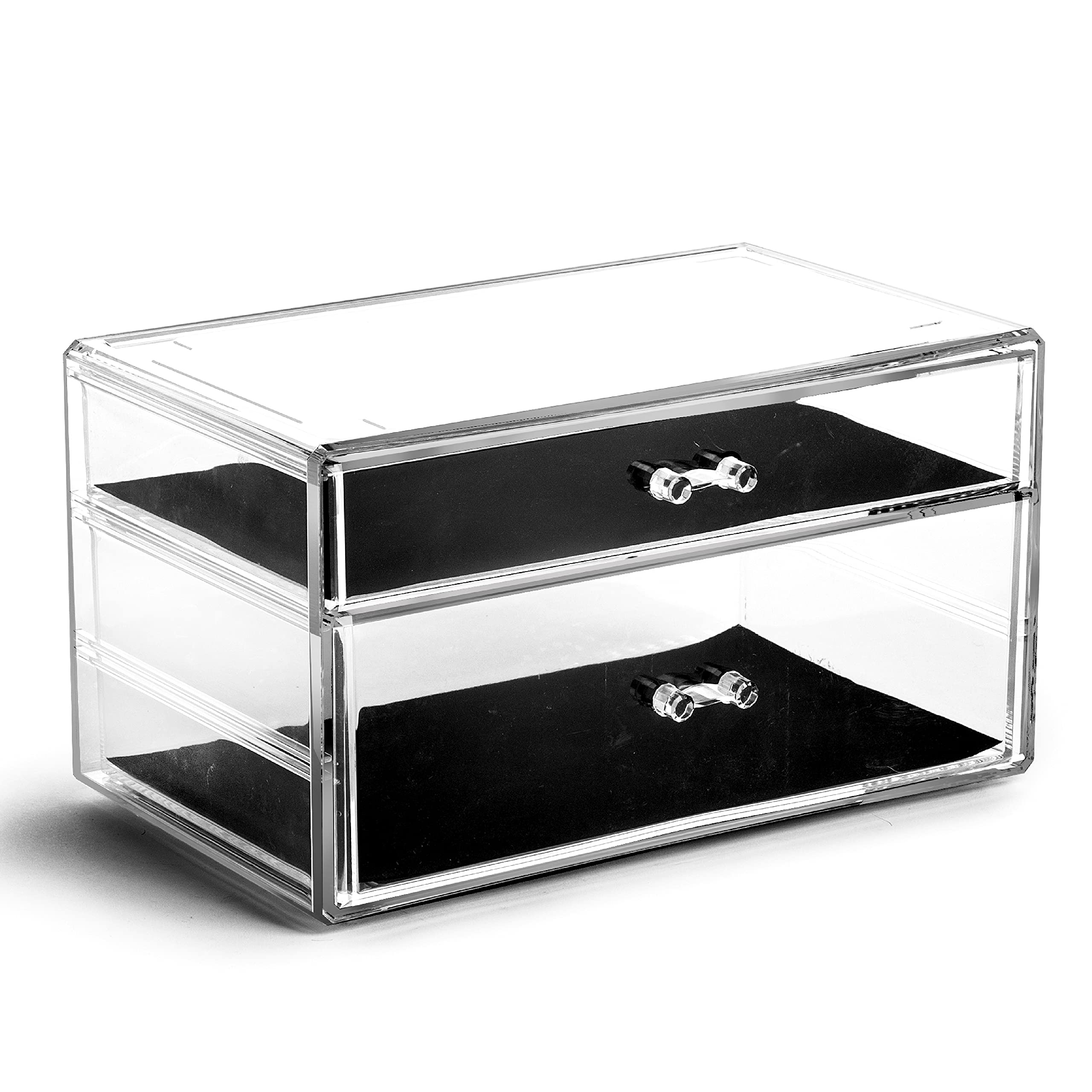 BINO Madison Avenue 2-Drawer Makeup Organizer | Clear Cosmetic Storage Case for Vanity & Travel | THE MANHATTAN SERIES | Beauty Drawer Organizer for Makeup, Skincare & Jewelry | Perfect for Bedroom, Bathroom & Salon Use