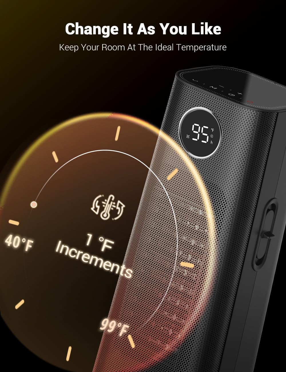 Sunnote 1500W Electric Ceramic Space Heater with Thermostat - Portable Indoor Heater with 5 Heat Modes, 24H Timer, 80° Oscillation & Remote Control - Fast Heating for Office, Bedroom & Home Use - Perfect for Winter Warmth & Energy Efficient Heating