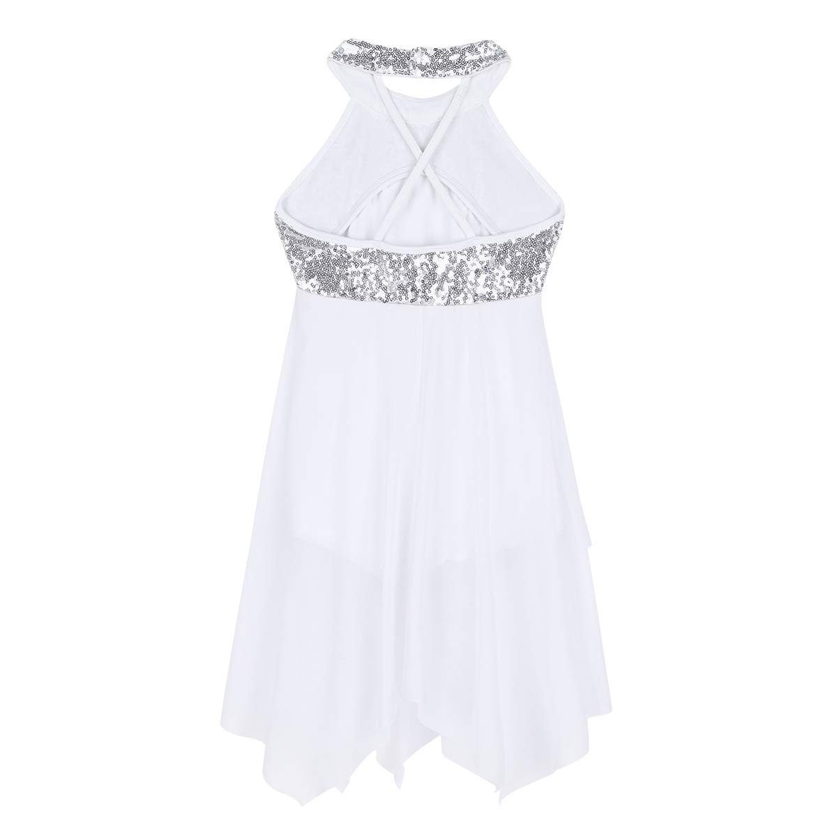 Girls' Halter Neck Lyrical Dance Leotard with Sequins - Modern Jazz & Latin Dancewear for Kids | Perfect for Recitals, Competitions & Dance Classes