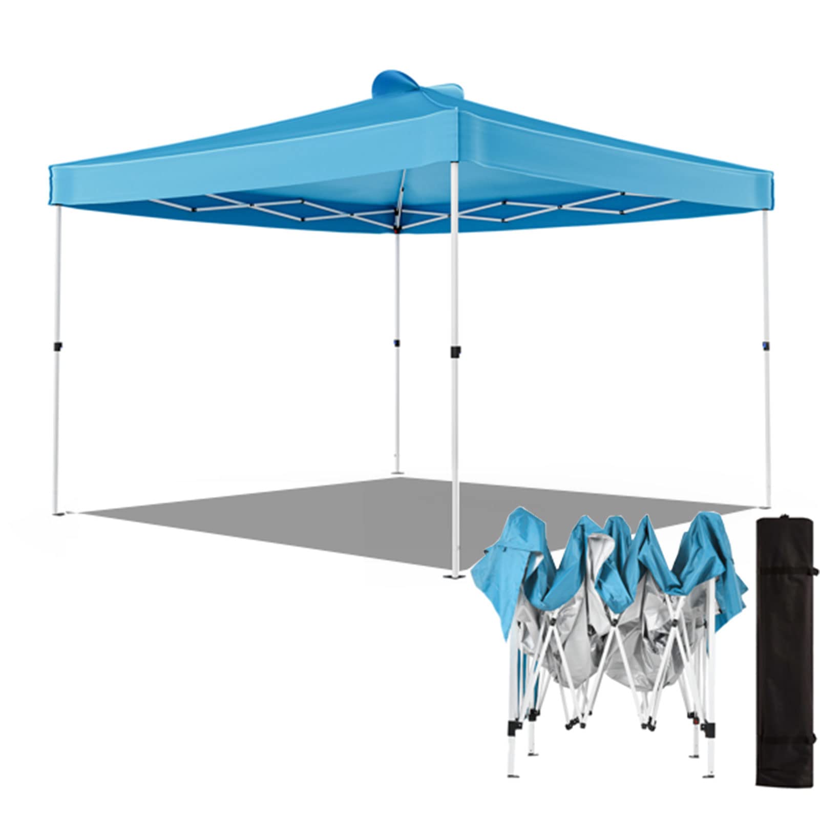 10x10ft Pop Up Canopy Tent - Portable Instant Shelter with UV Protection & Adjustable Height - Waterproof Outdoor Gazebo for Backyard, Beach, Camping, Picnic - Includes Carrying Bag (Sky Blue)