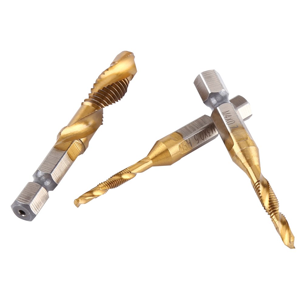 6Pcs High-Speed Steel Coated Drill and Tap Set - Metric Thread M3-M10 with 1/4