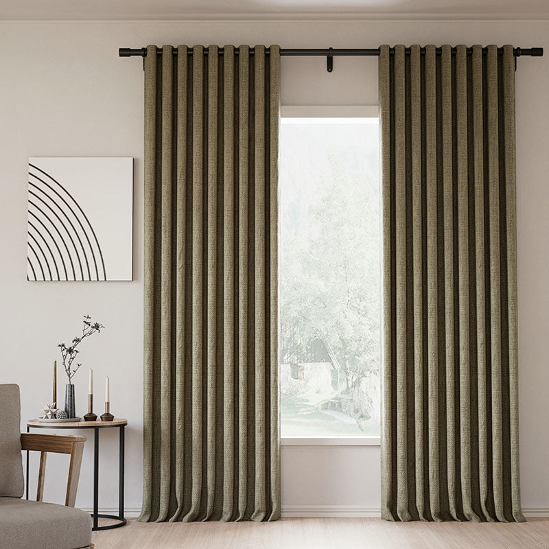 Blackout Curtains for Bedroom - Grommet Lille Linen Memory Trained Drapes in Natural Modern Style | Noise Reducing & Thermal Insulated Window Treatments for Home & Office