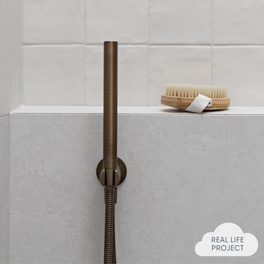 Antique Brass Shower Hose with Sprayer - High Pressure Flexible Bathroom Shower Head Replacement for Relaxing Spa Experience