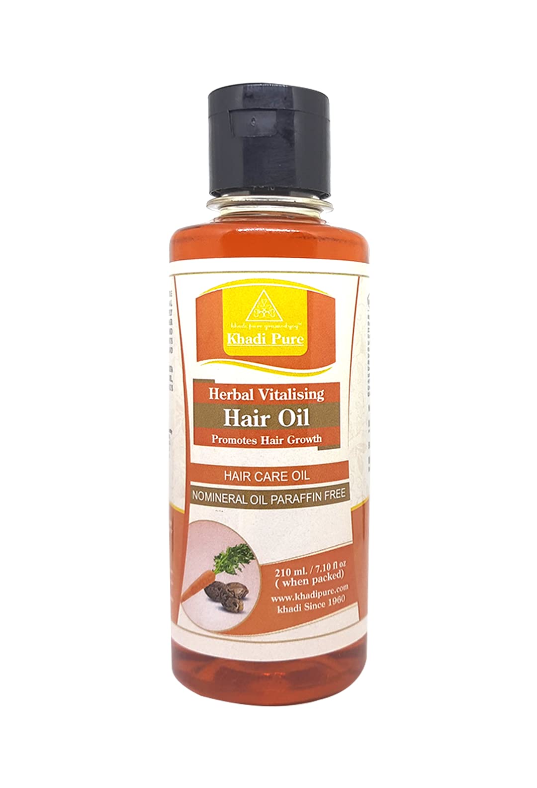 Khadi Pure Herbal Vitalizing Hair Oil - 100% Natural Hair Growth Treatment, Mineral Oil & Paraffin Free, 210ml | Ayurvedic Scalp Care for Dry, Damaged Hair - Promotes Thickness & Shine | Perfect for Daily Hair Massage & Nighttime Nourishment