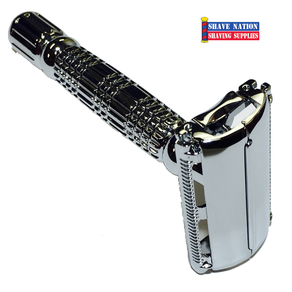 Rockwell R1 Butterfly Safety Razor - Gun Metal or White Chrome Finish - Premium Stainless Steel Shaving Razor for Men - Perfect for Travel & Wet Shaving at Home