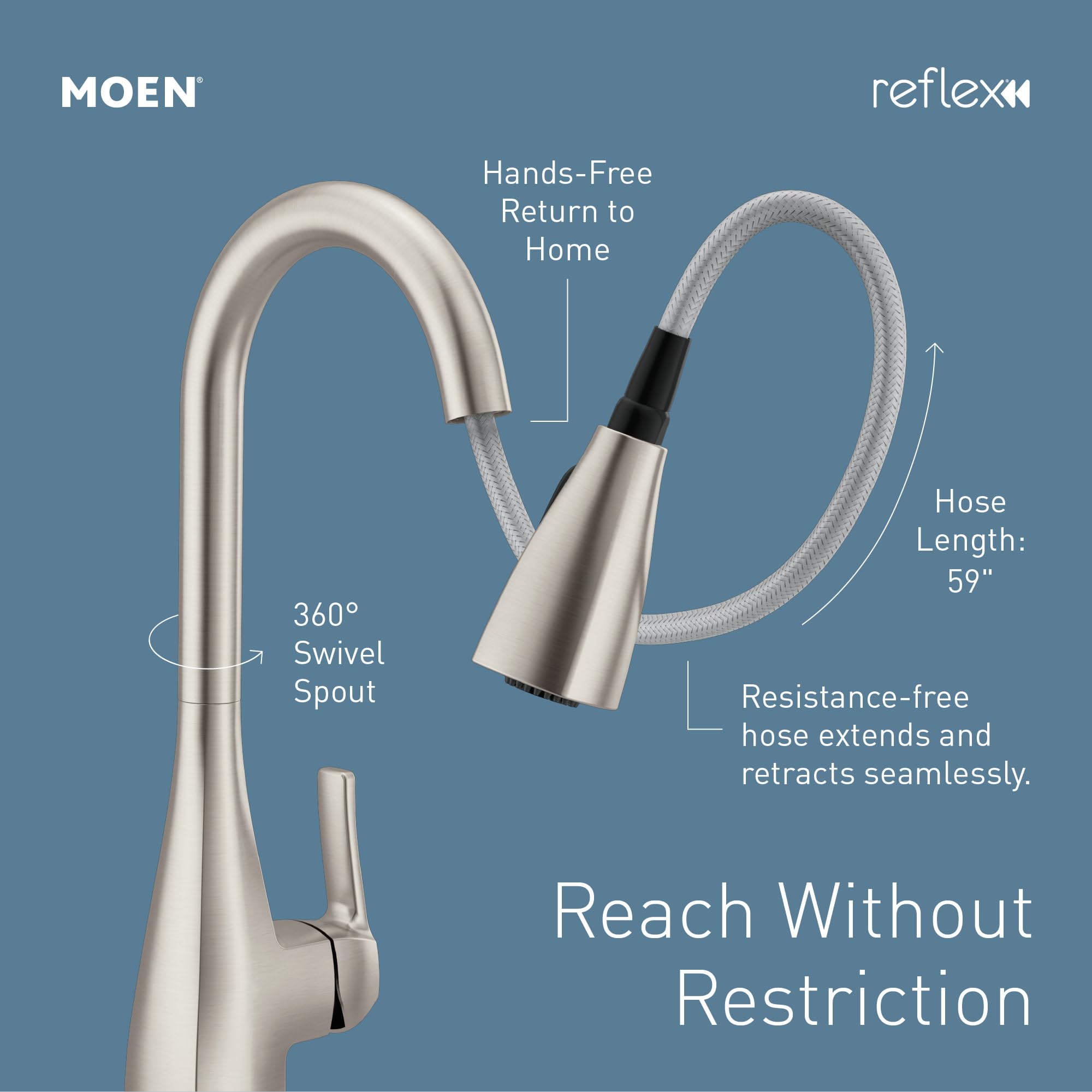 Moen Kiran One Handle Pulldown Kitchen Faucet - Spot Resist Stainless Steel (Model 87599SRS) - Perfect for Modern Kitchens, Dishwashing & Food Prep