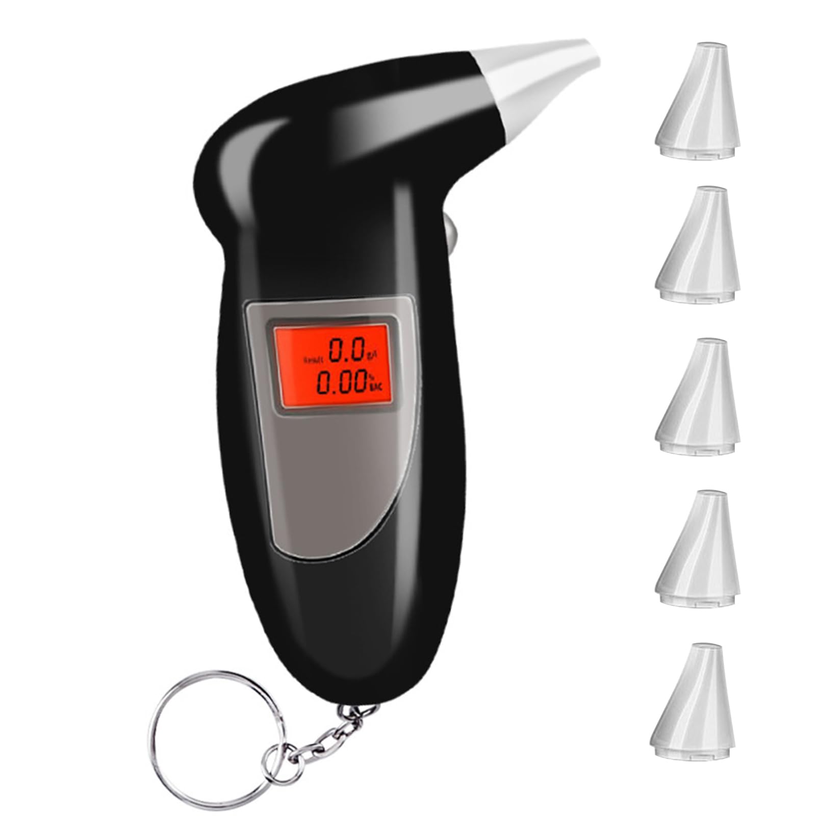 Professional Breathalyzer Alcohol Tester with LCD Display & 5 Mouthpieces - Portable BAC Tester for Drivers, Personal Use, Workplace Safety & Home Monitoring