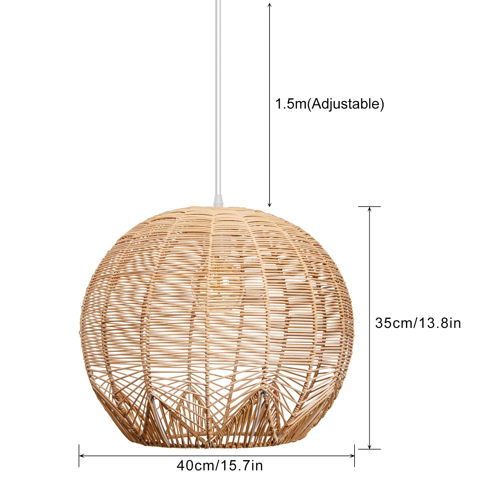 Arturesthome 1-Light Rattan Chandelier - 15.7