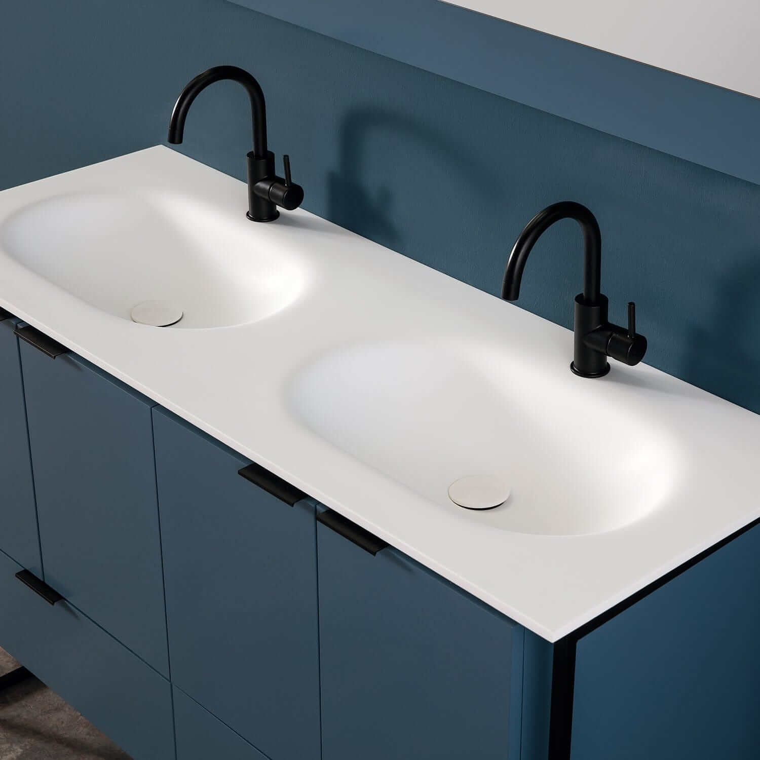 EVIVA Moma 48-Inch Teal Double Sink Bathroom Vanity with Black Metal Legs - Modern Bathroom Storage Cabinet for Master Bath or Guest Bath Remodel