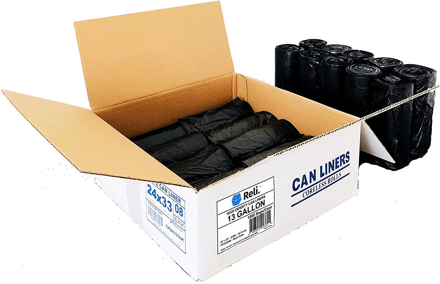 Heavy Duty 40-45 Gallon & 13 Gallon Trash Bags - 250 Large & 1000 Small Garbage Bags for Home, Office, Kitchen, and Outdoor Use