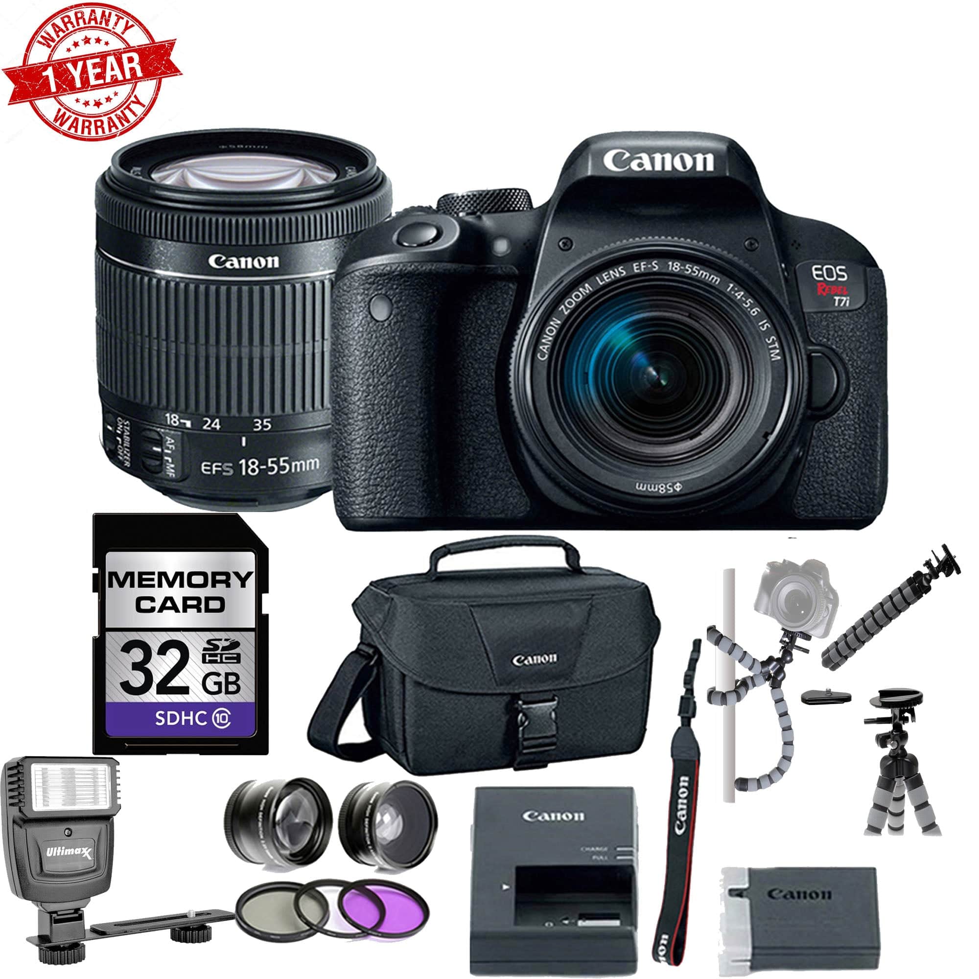 Canon EOS Rebel T7i/800D DSLR Camera with 18-55mm Lens & 32GB Accessory Kit - Perfect for Travel Photography, Vlogging, and Beginner Photographers