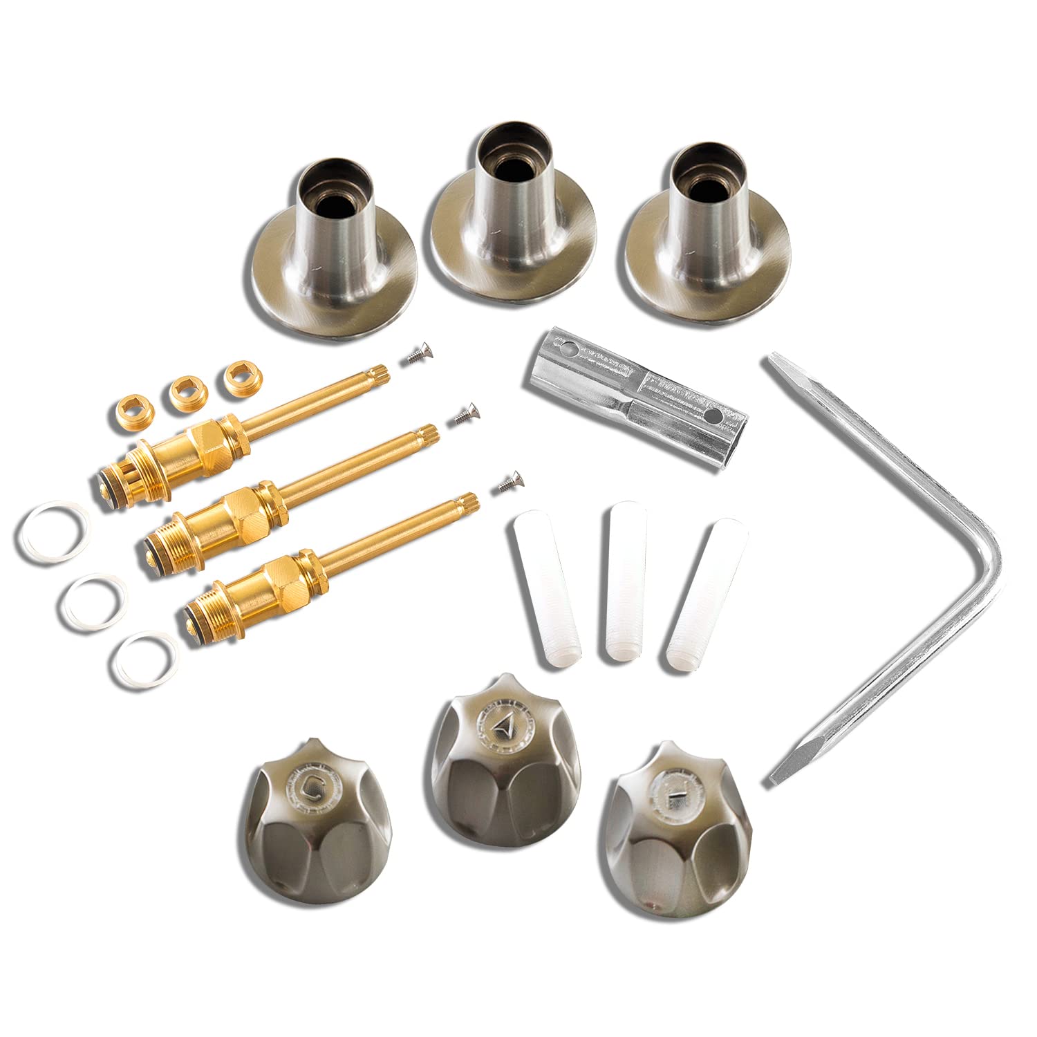 Price Pfister Bathtub and Shower 3-Handle Trim Set - Heavy Duty Metal Construction in Satin Nickel Finish | Easy DIY Installation | Perfect for Bathroom Renovations & Modern Home Upgrades