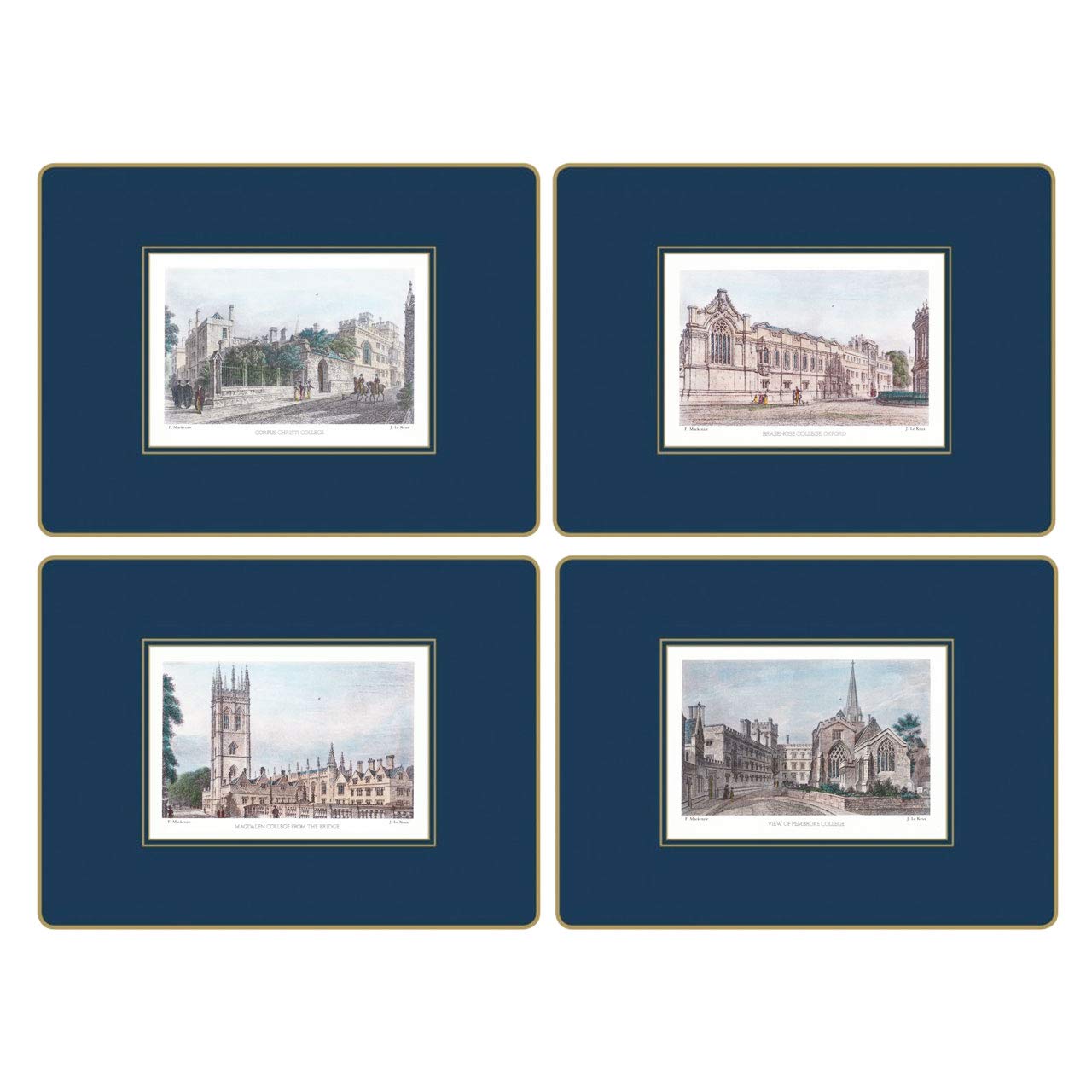 Oxford University Scenic Placemats Set of 4 - 11.73 x 8.74 Inch Elegant Table Decor for Dining Room, Kitchen & Home Entertaining - Lady Clare Collection