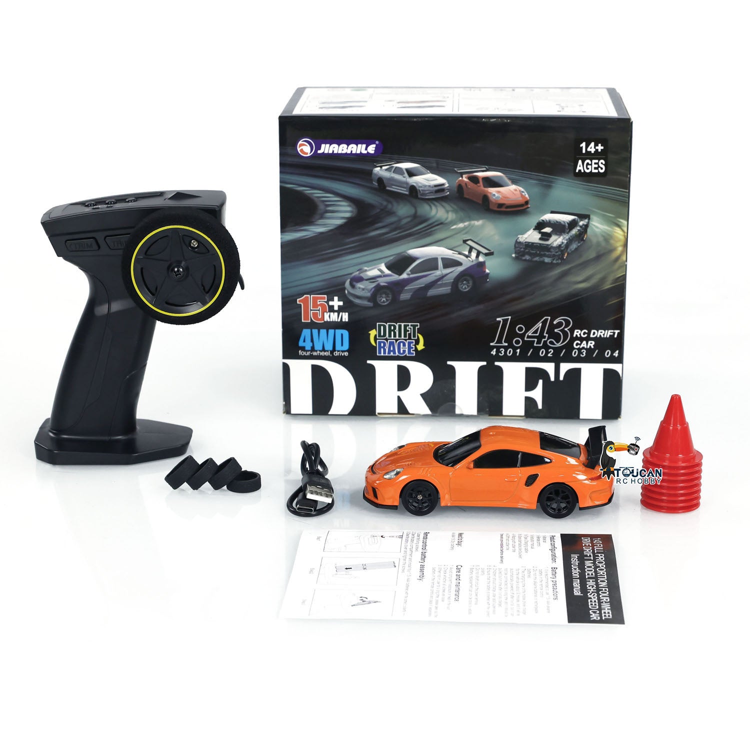 1:43 Scale 4WD RC Drift Race Car - Remote Control Toy Vehicle with Ready-to-Run Painted Body, Assembled Mini Model Car & Rubber Tires - Perfect for Indoor Racing, Drifting Practice and Kids Birthday Gifts