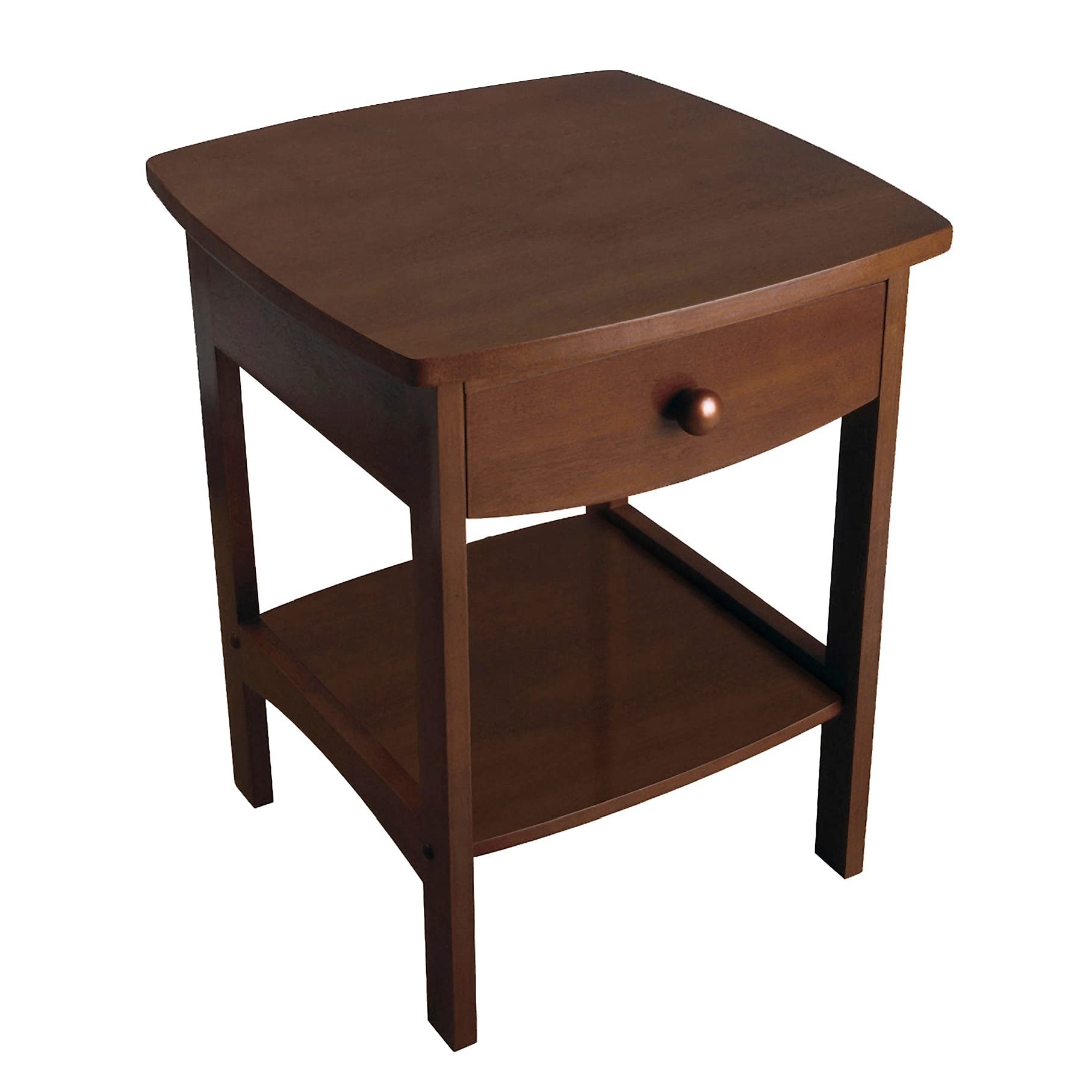 Winsome 22 Inch Wooden End Table with Drawer - Curved Nightstand for Bedroom, Living Room - 18x18x22 Inches Brown Side Table (94918) | Perfect for Small Spaces, Apartment Decor & Bedside Storage